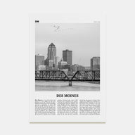 Des Moines Travel B&W No 1 Poster