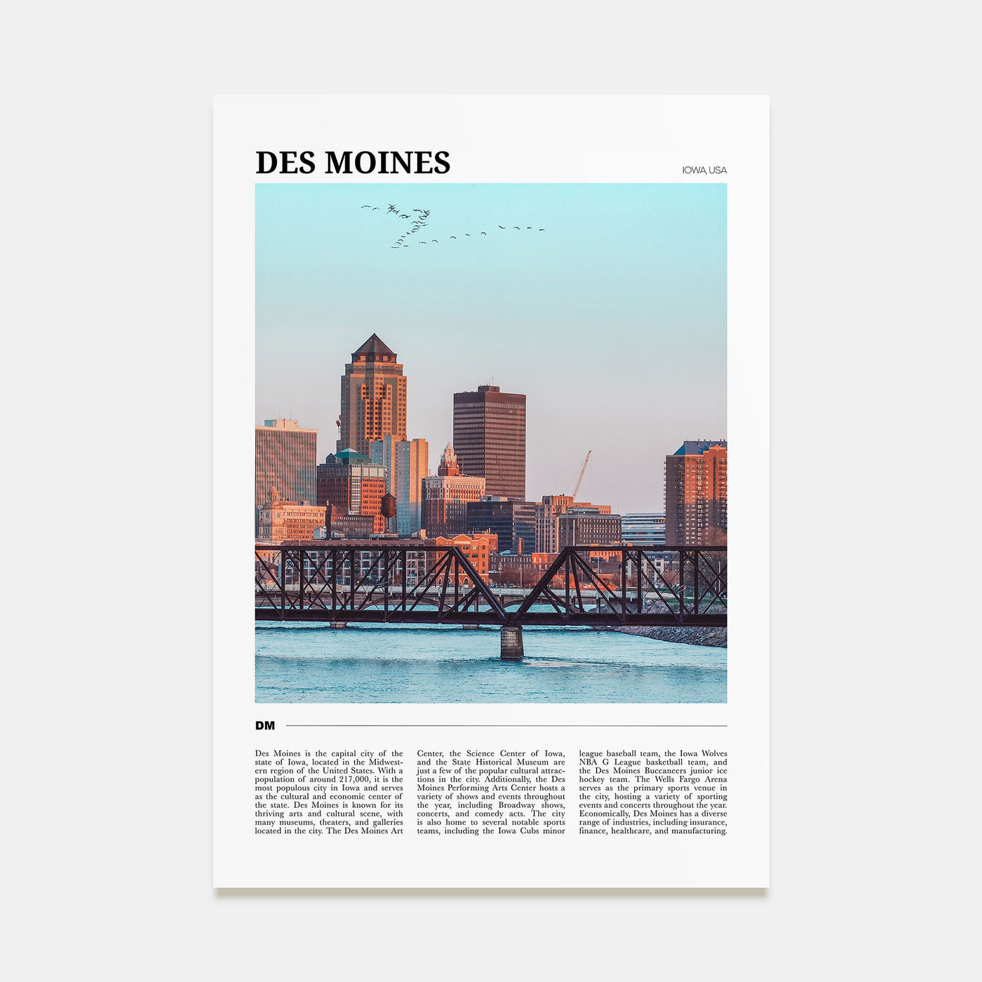 Des Moines Travel Color No 2 Poster