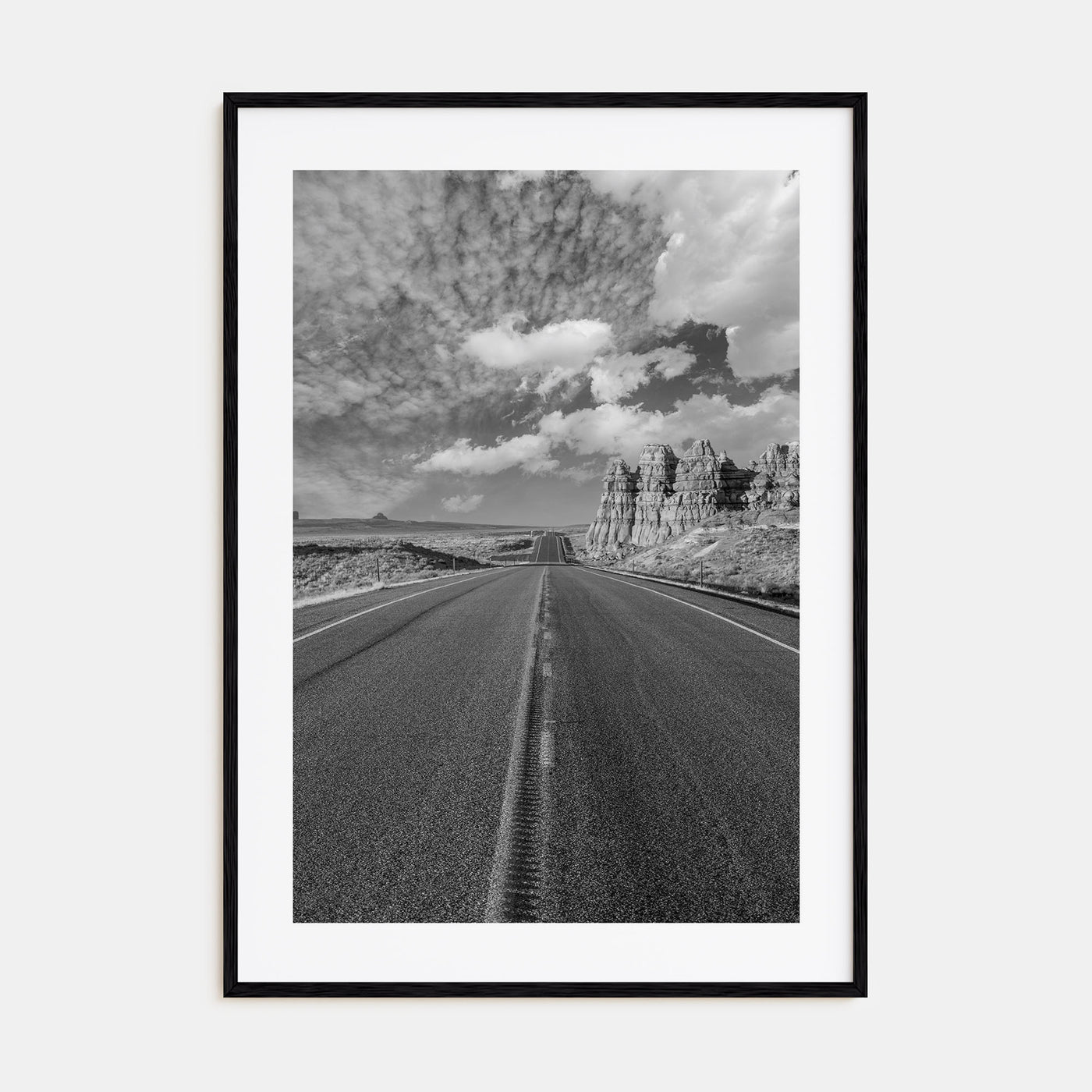Desert Road Photo B&W Poster