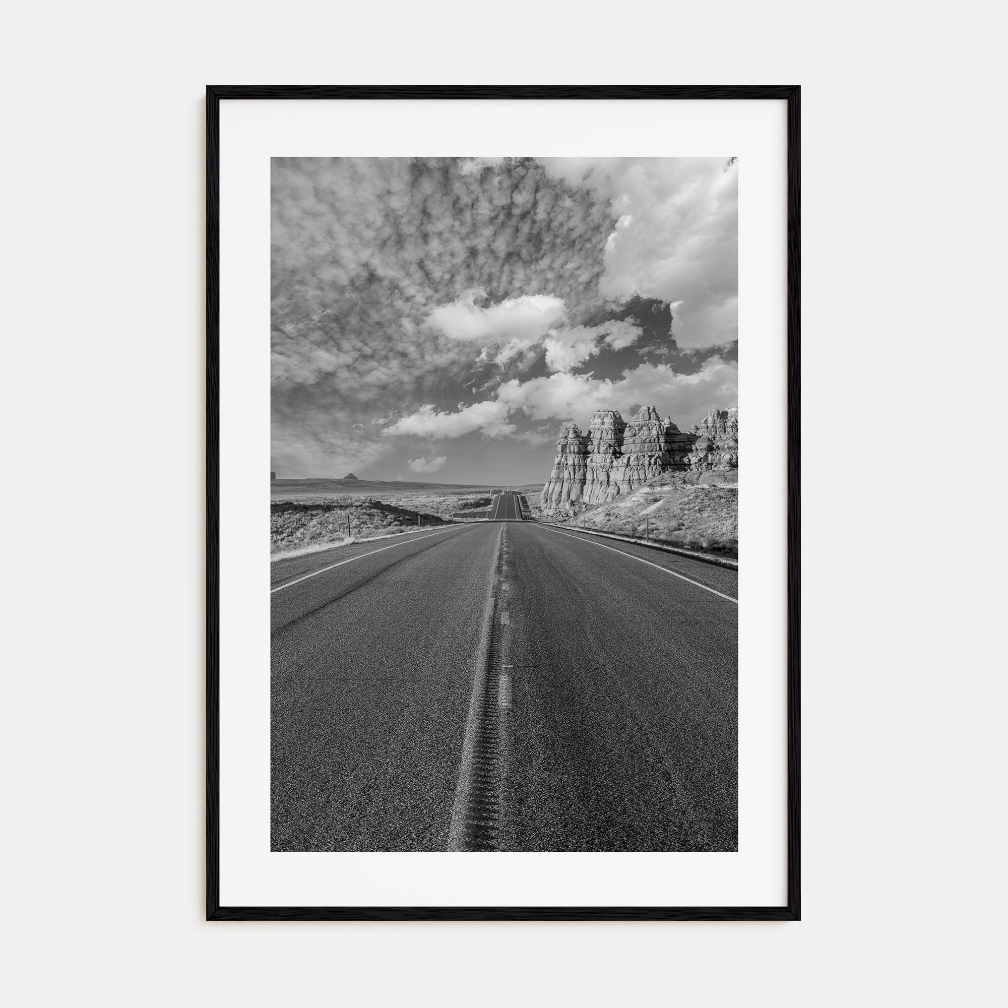 Desert Road Photo B&W Poster