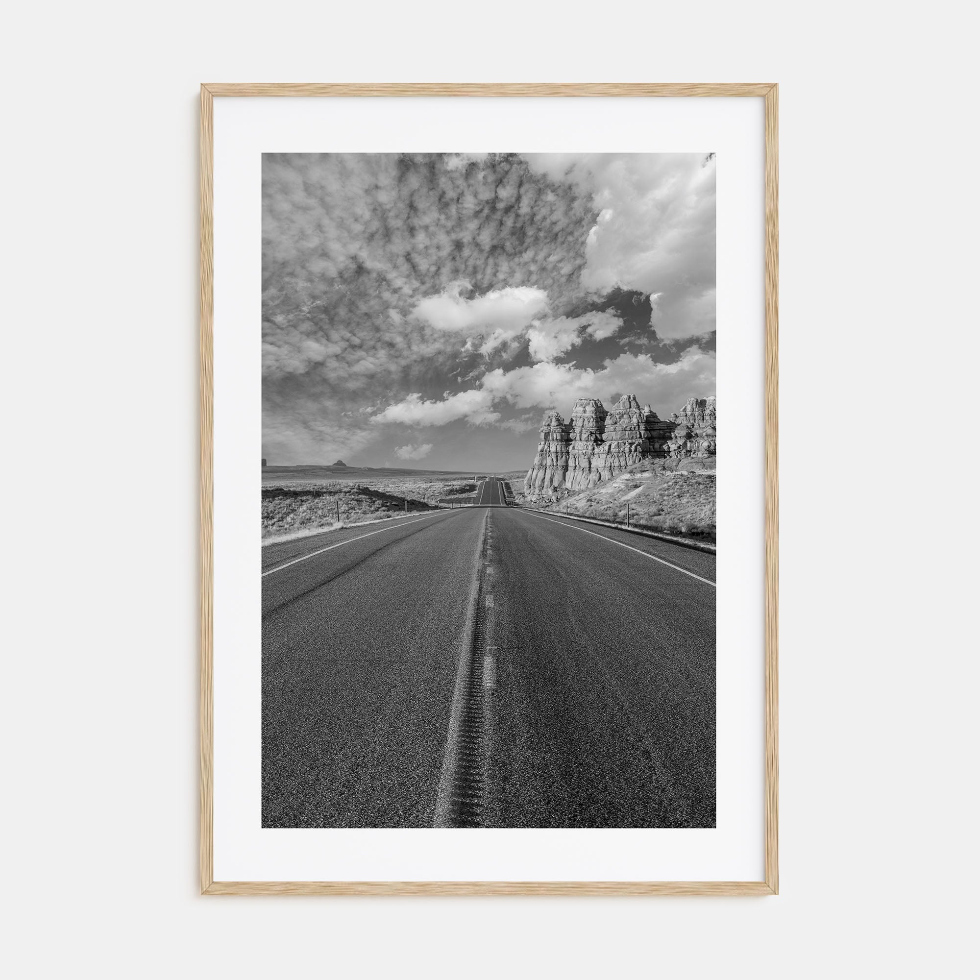 Desert Road Photo B&W Poster