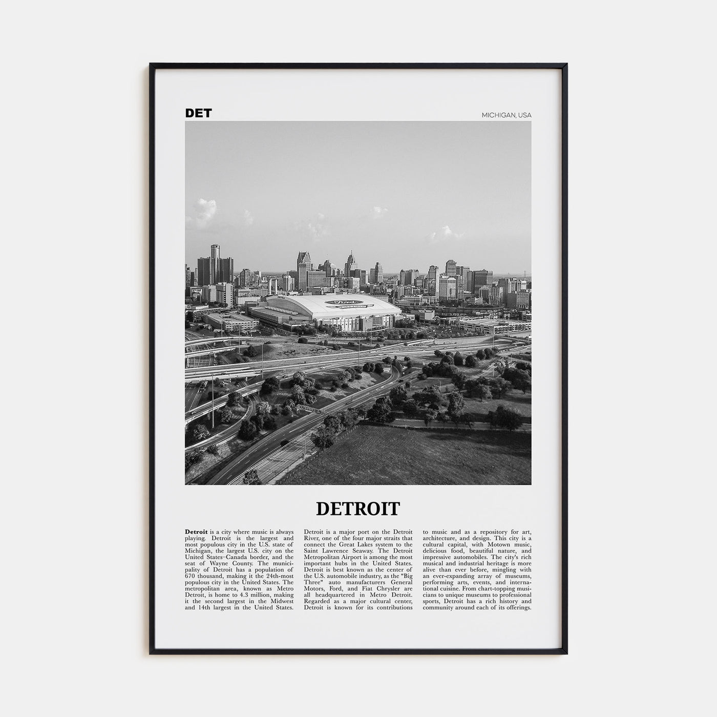 Detroit Travel B&W No 2 Poster