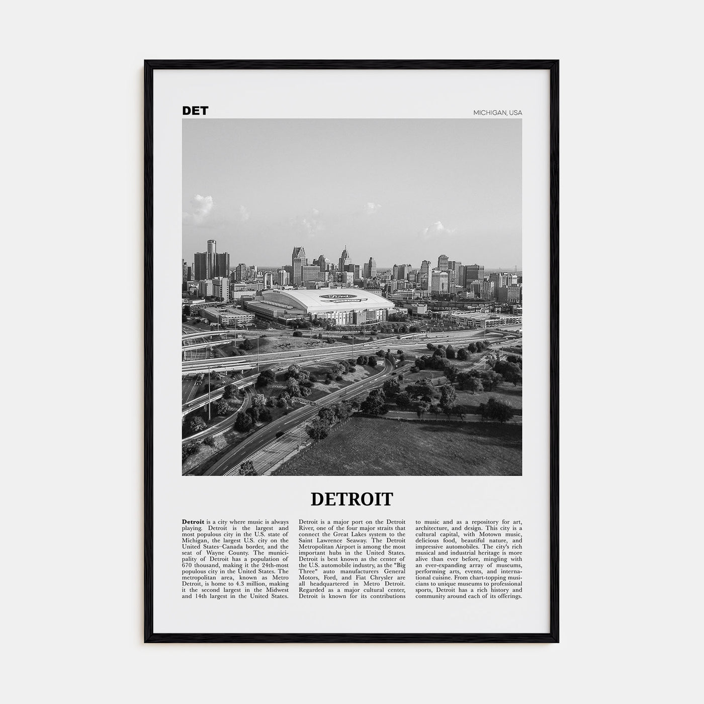 Detroit Travel B&W No 2 Poster