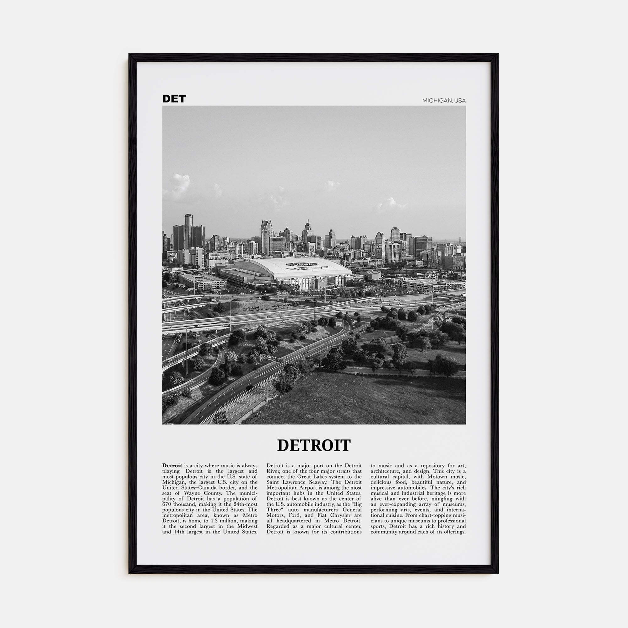 Detroit Travel B&W No 2 Poster