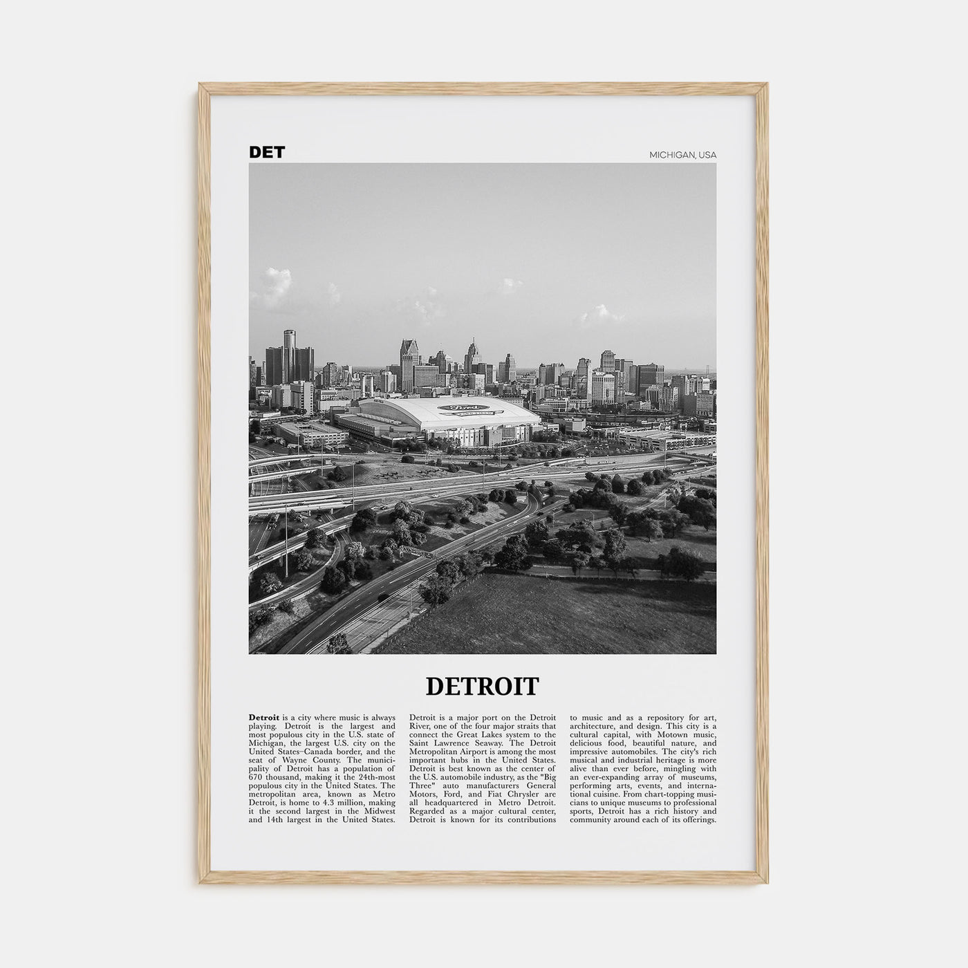 Detroit Travel B&W No 2 Poster