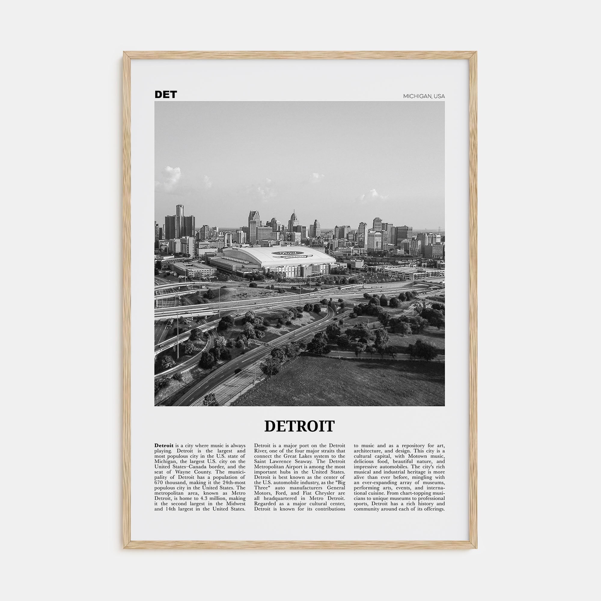 Detroit Travel B&W No 2 Poster