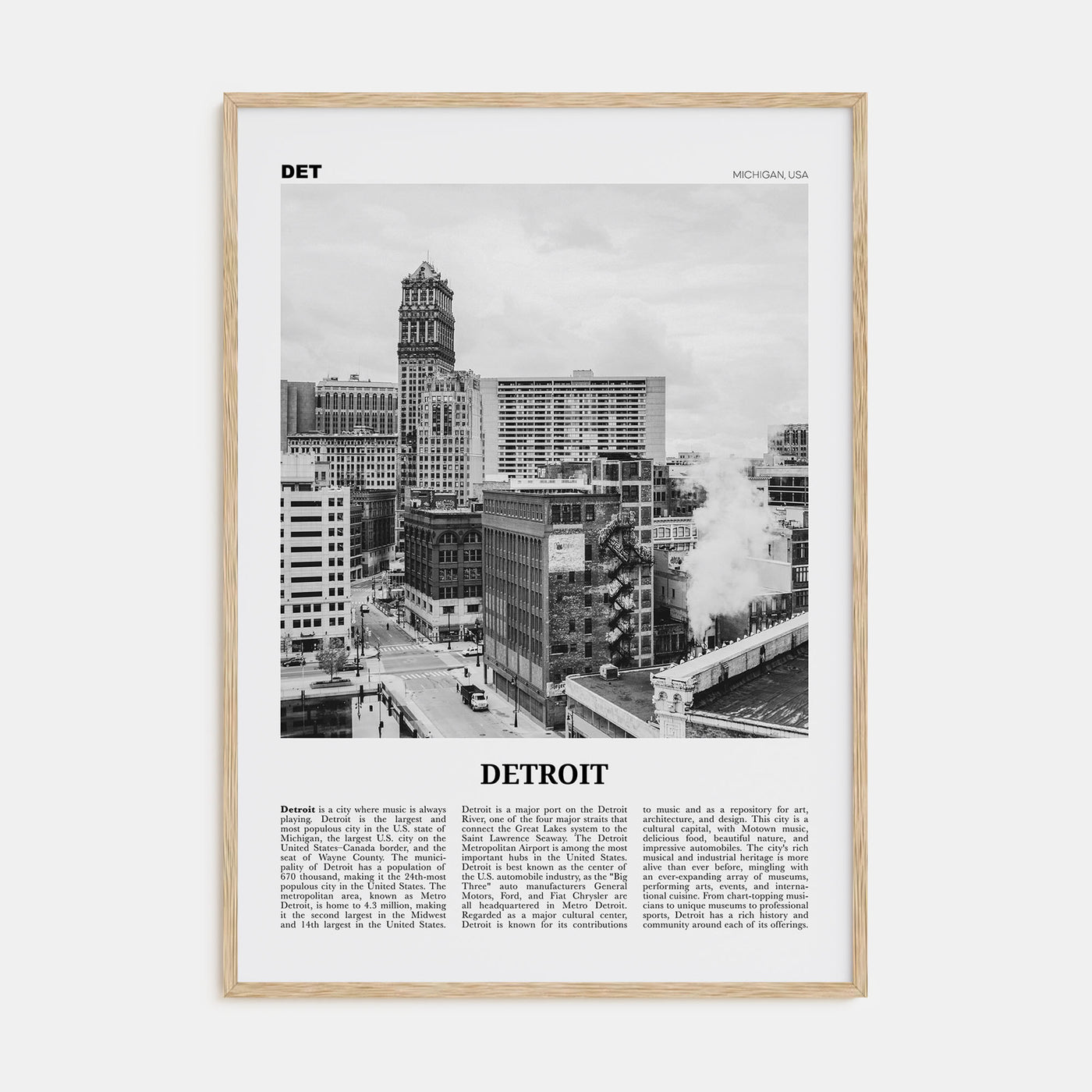Detroit Travel B&W No 3 Poster