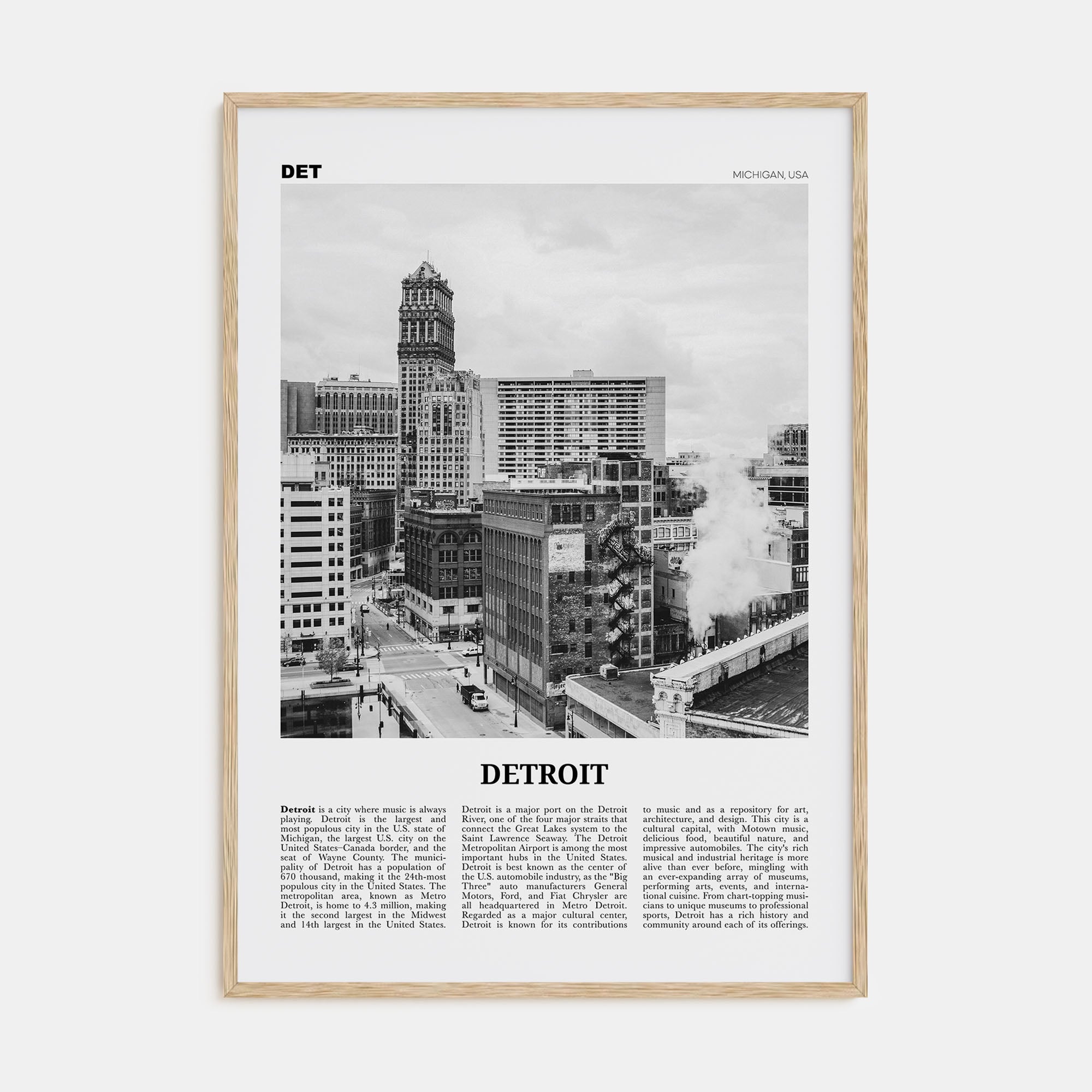 Detroit Travel B&W No 3 Poster