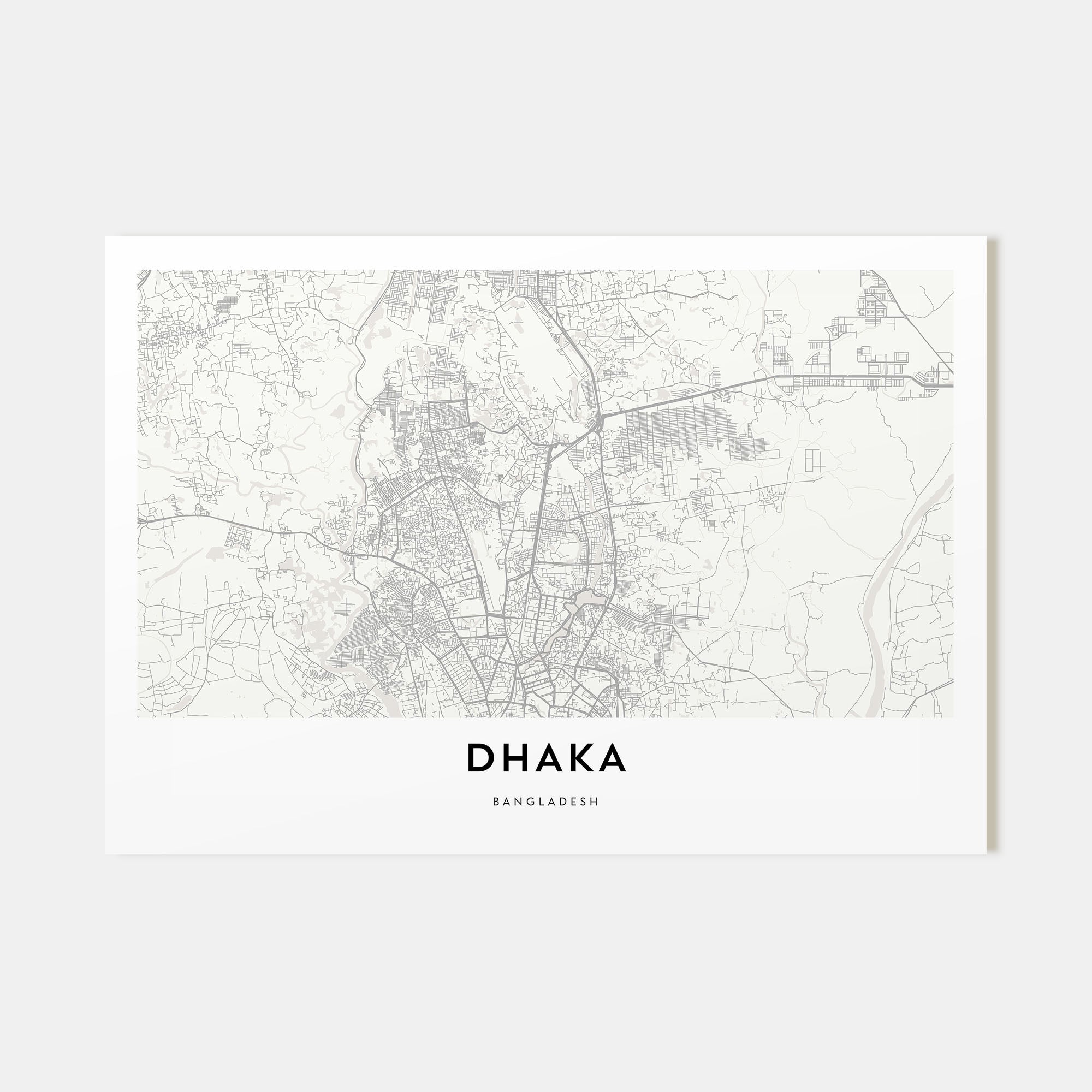 Dhaka Map Landscape Poster