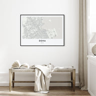 Doha Map Landscape Poster