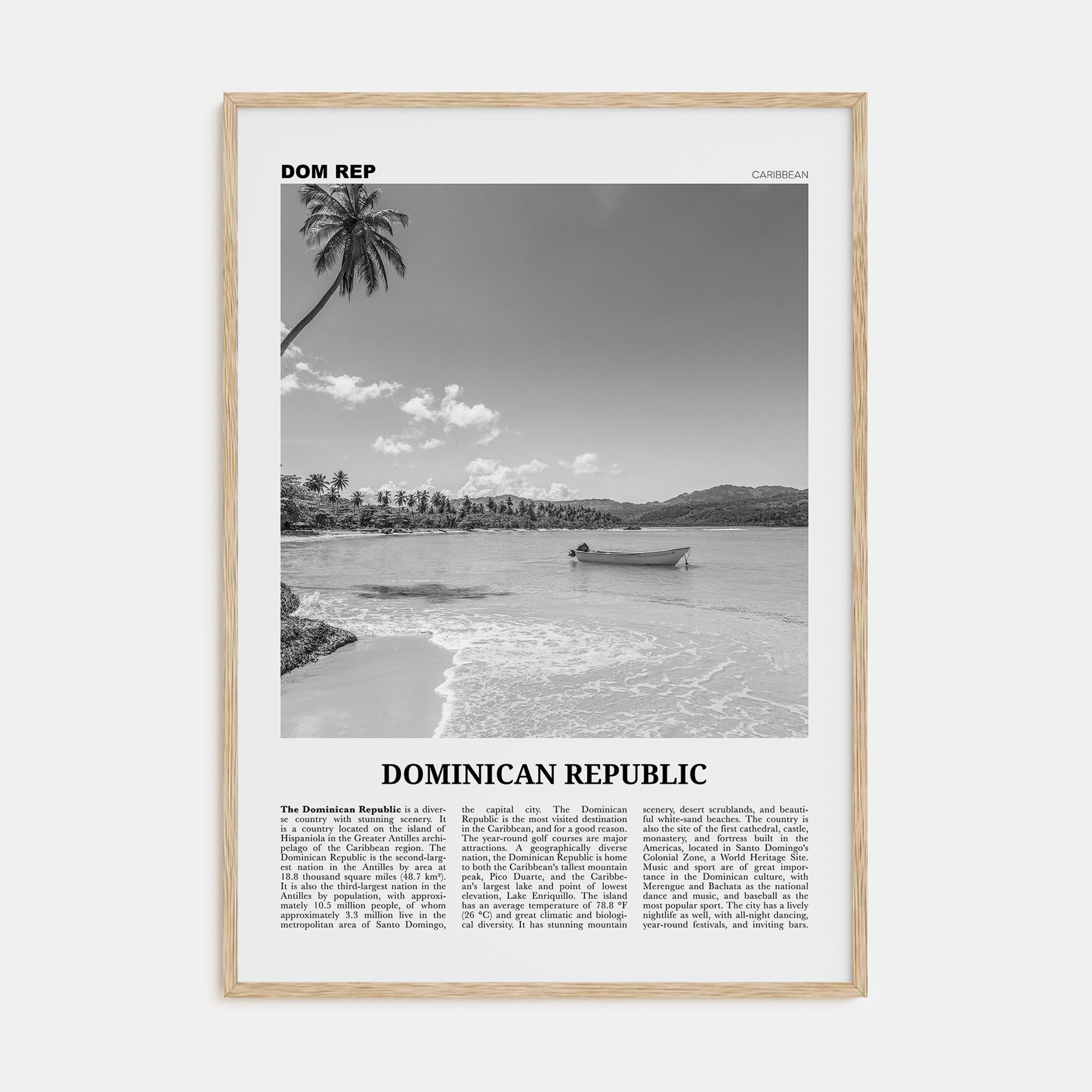 Dominican Republic Travel B&W No 2 Poster