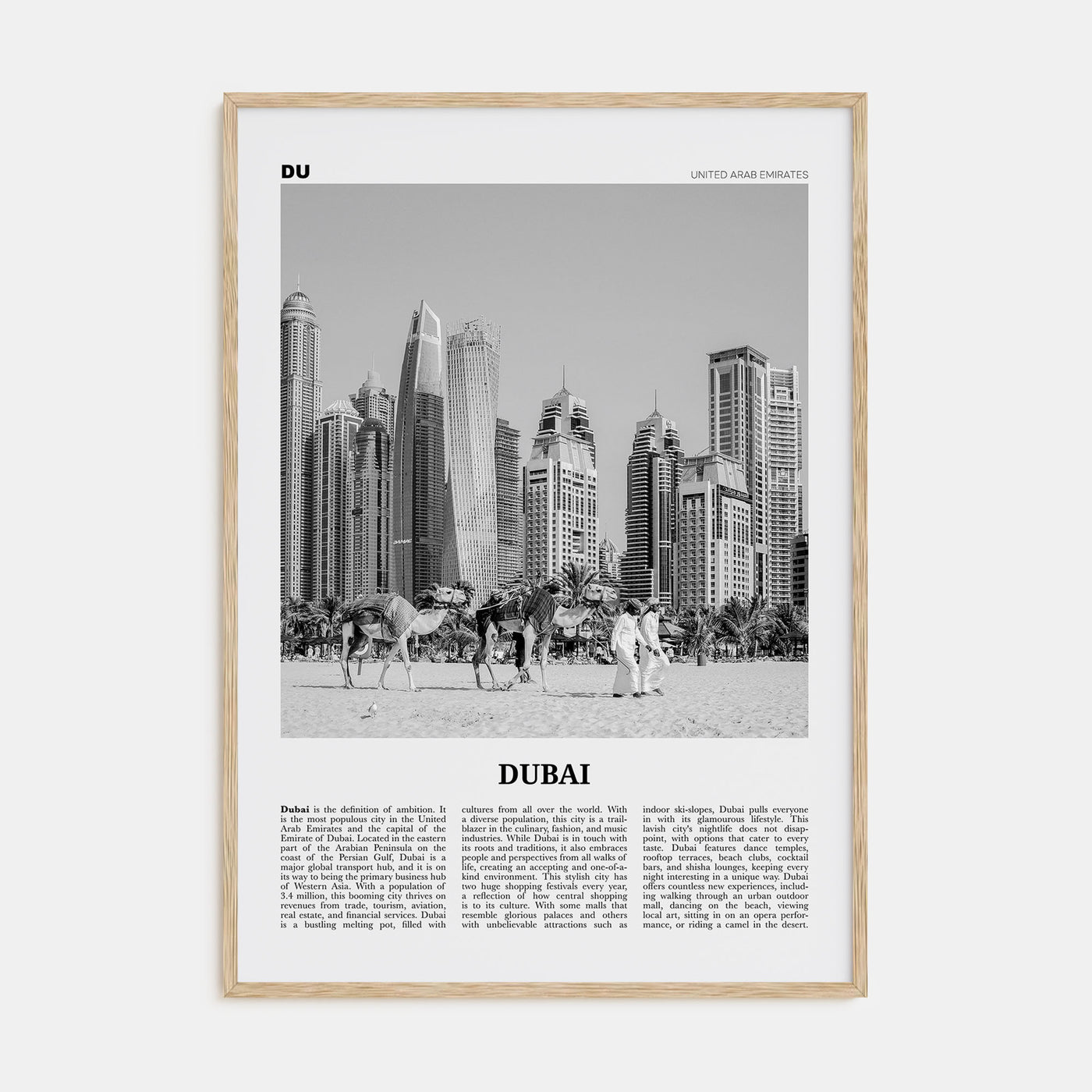 Dubai Travel B&W No 1 Poster