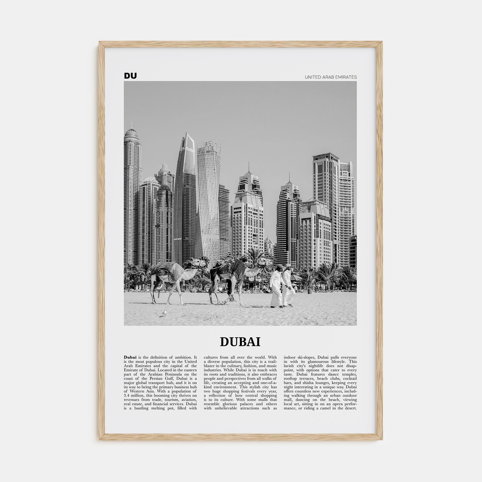 Dubai Travel B&W No 1 Poster