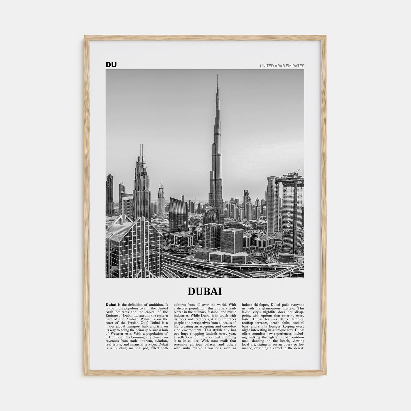 Dubai Travel B&W No 2 Poster