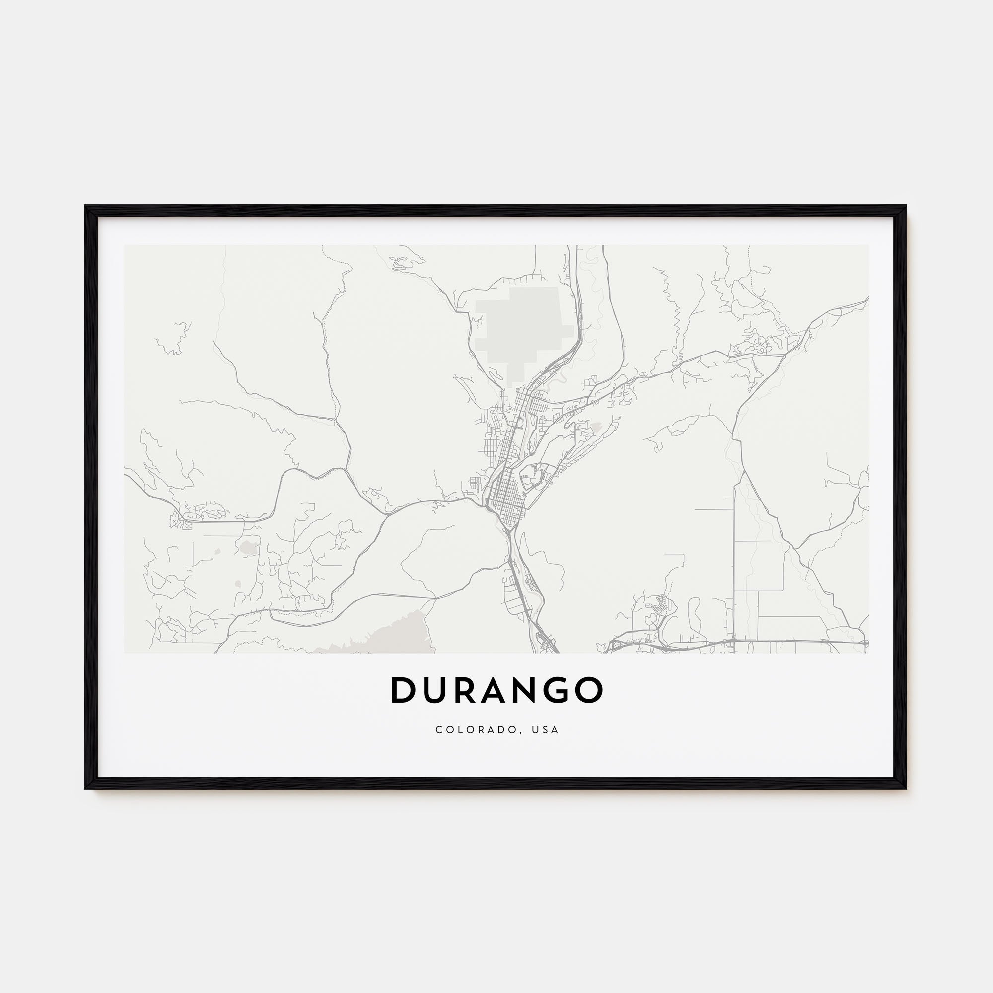 Durango, Colorado Map Landscape Poster