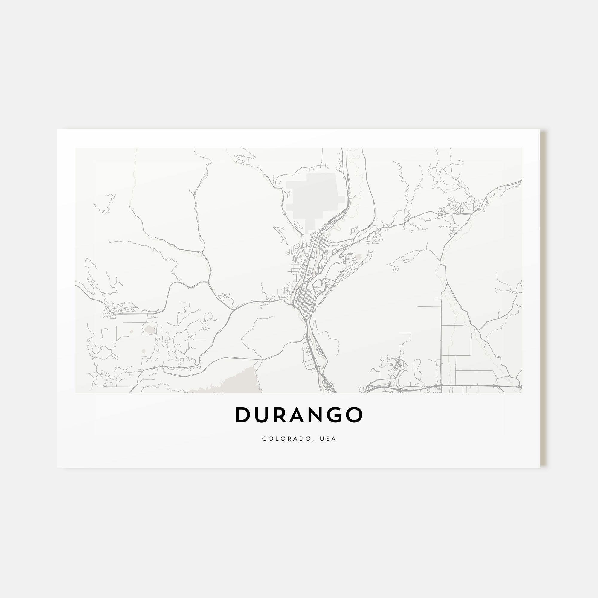 Durango, Colorado Map Landscape Poster