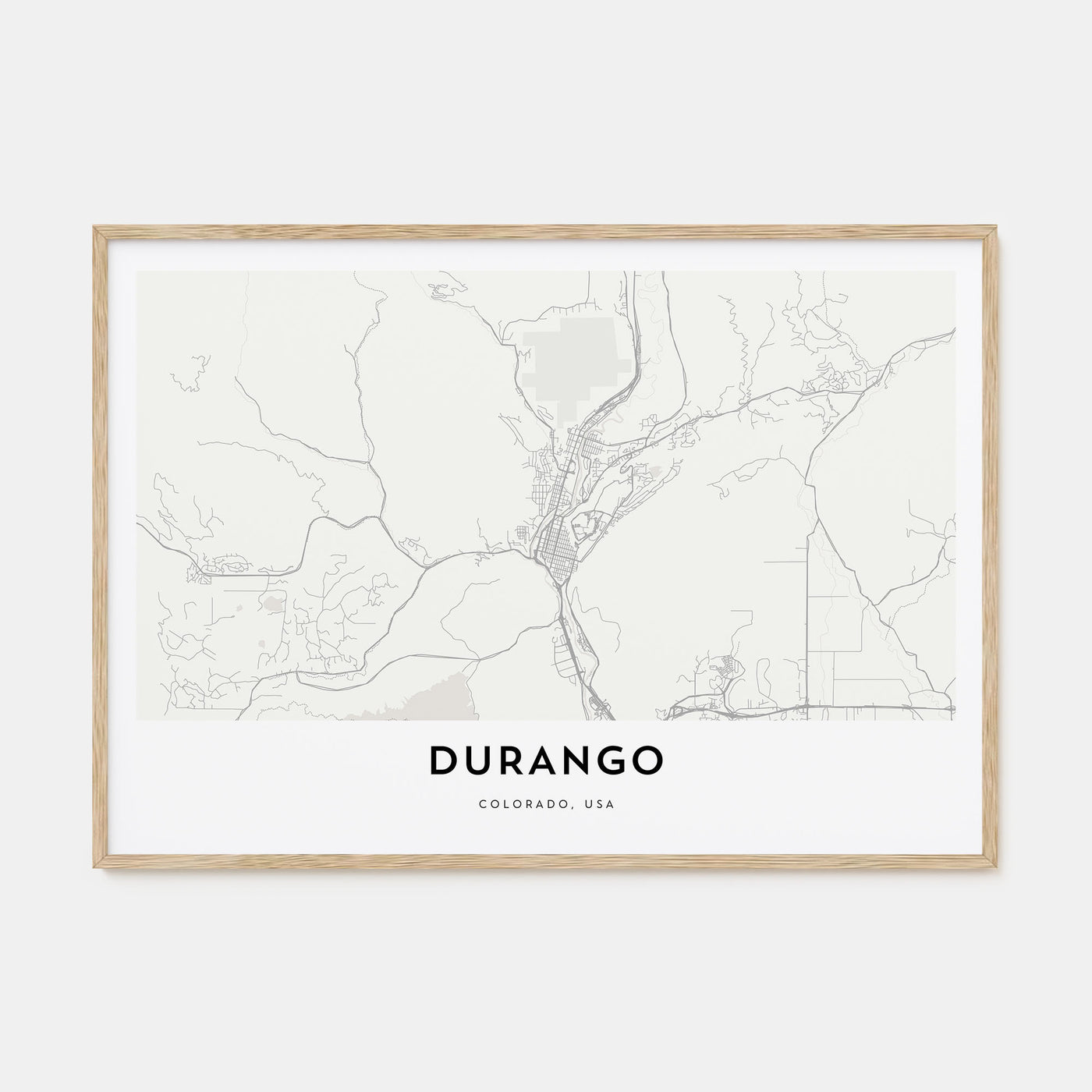 Durango, Colorado Map Landscape Poster
