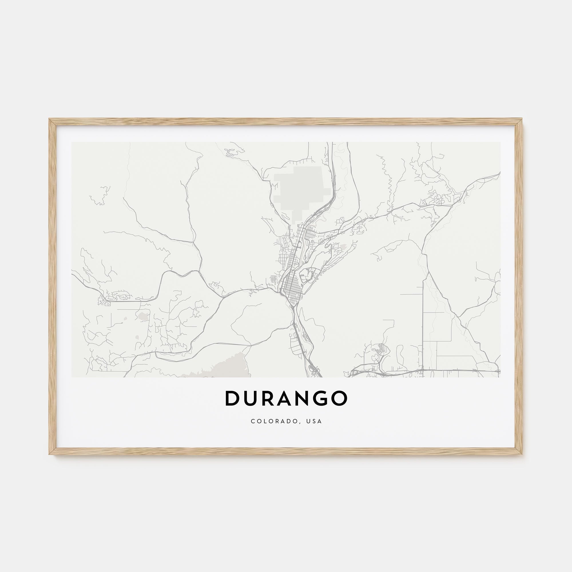 Durango, Colorado Map Landscape Poster