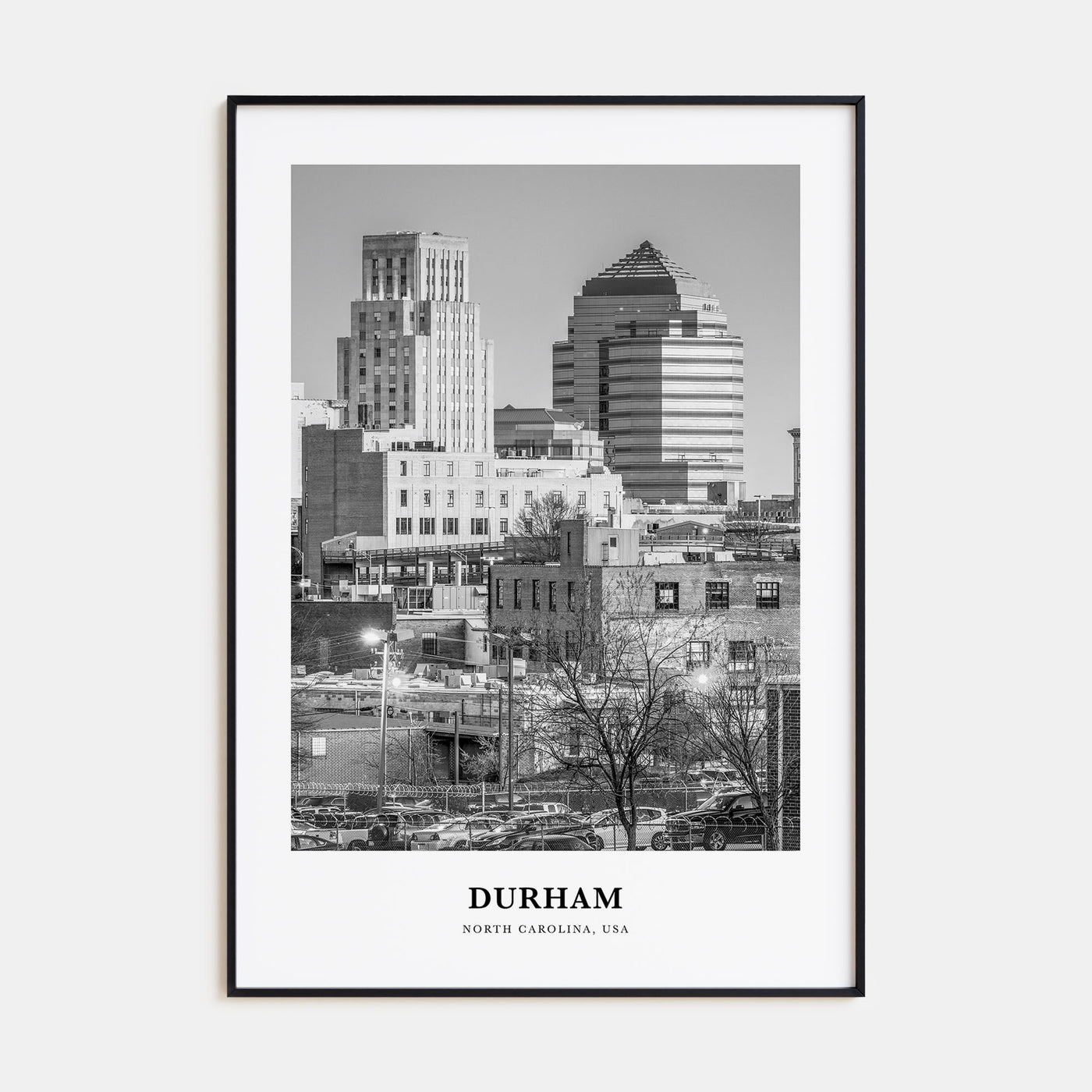 Durham, North Carolina Portrait B&W Poster