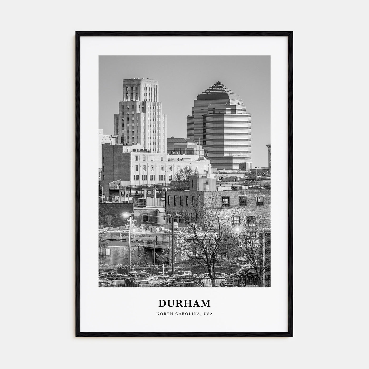 Durham, North Carolina Portrait B&W Poster
