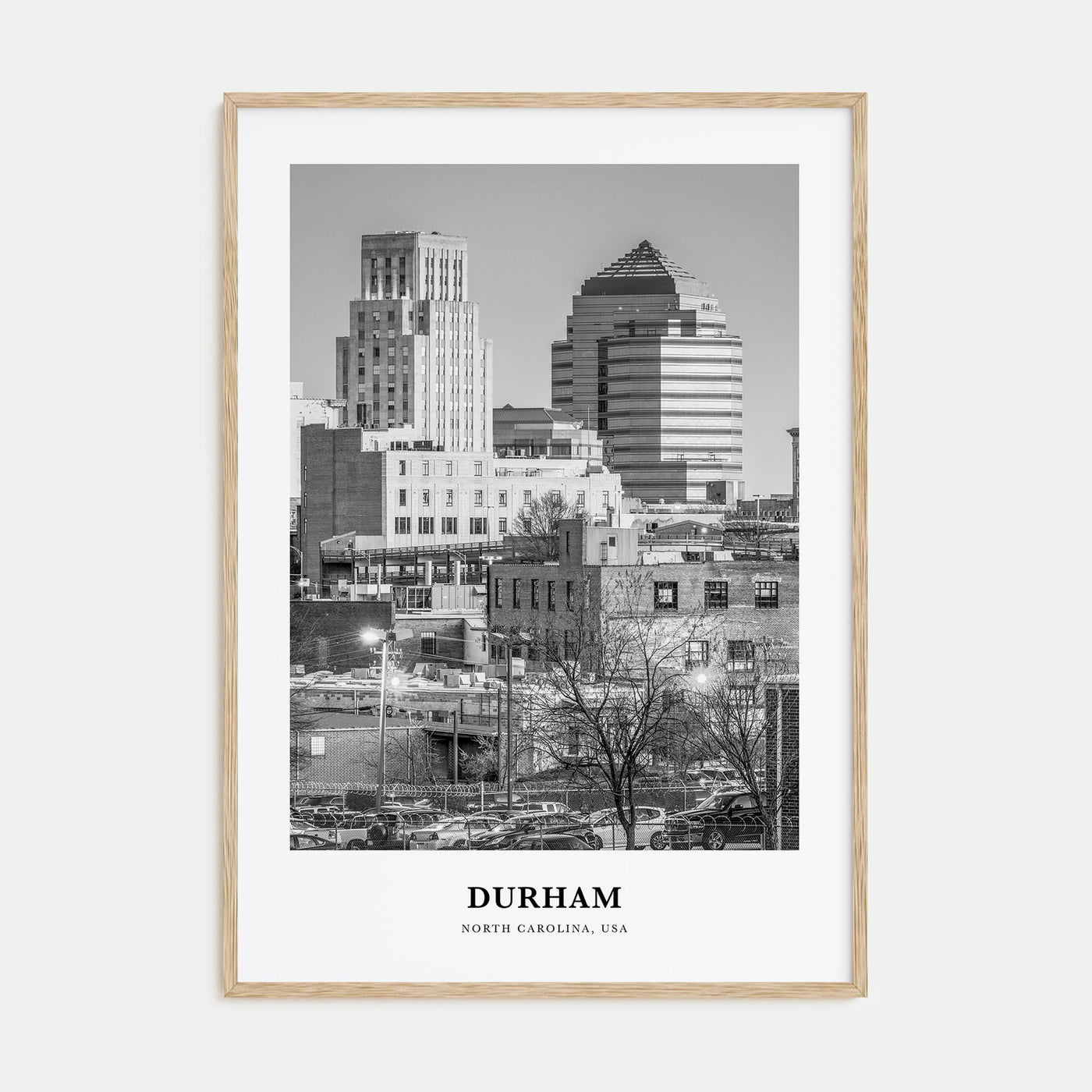Durham, North Carolina Portrait B&W Poster
