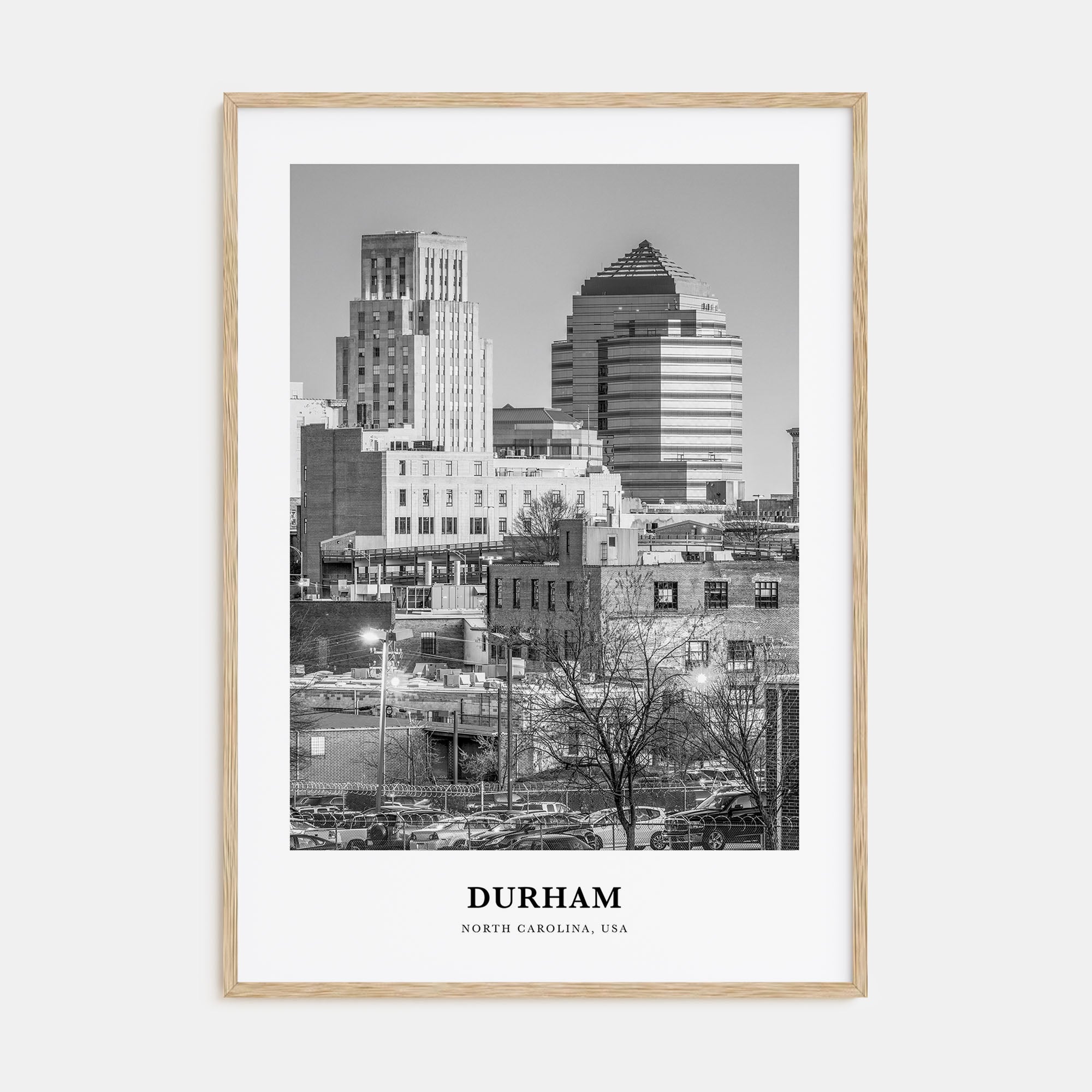 Durham, North Carolina Portrait B&W Poster