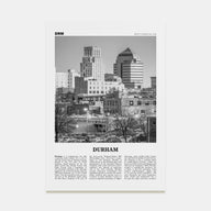 Durham, North Carolina Travel B&W Poster