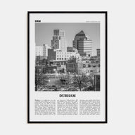 Durham, North Carolina Travel B&W Poster