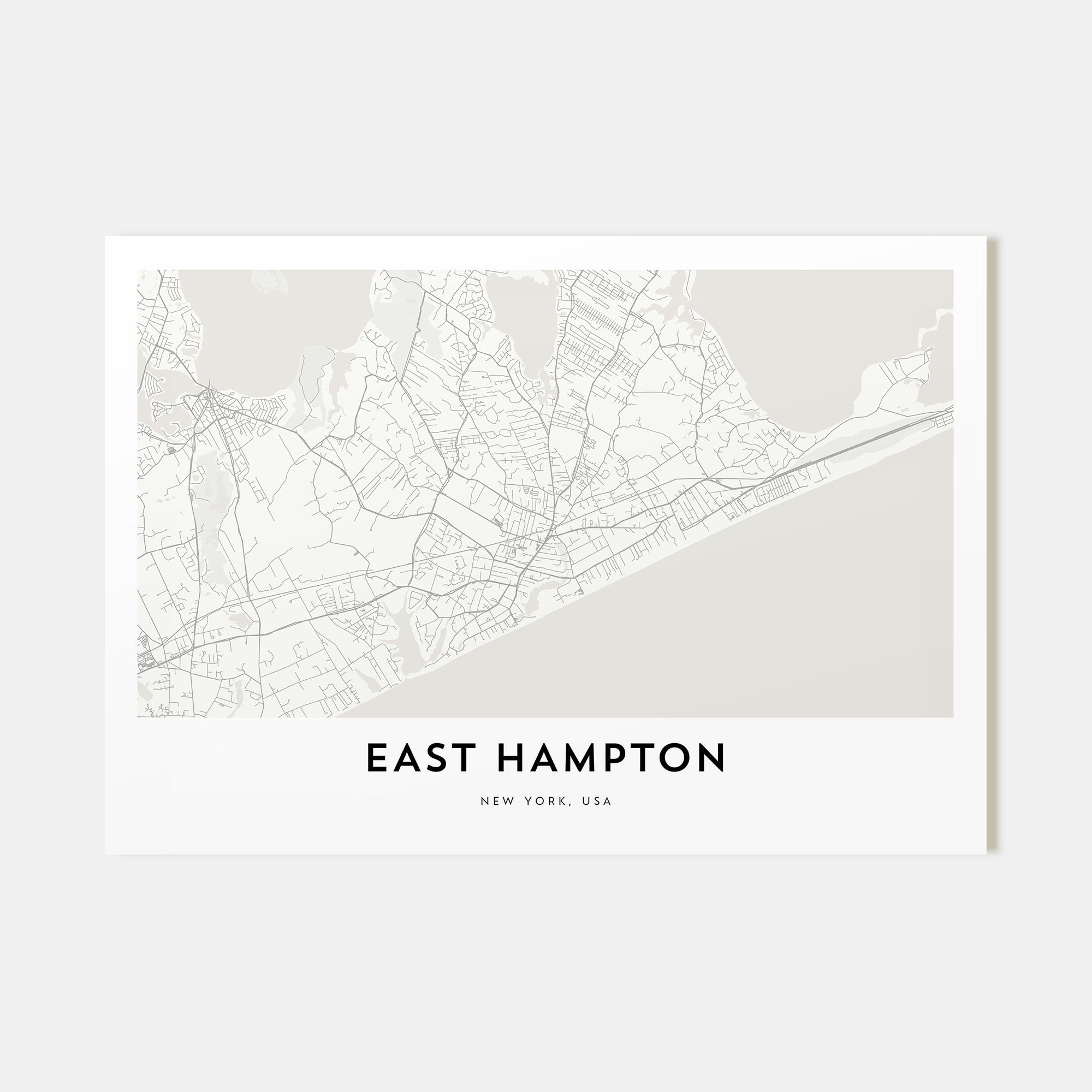 East Hampton Map Landscape Poster