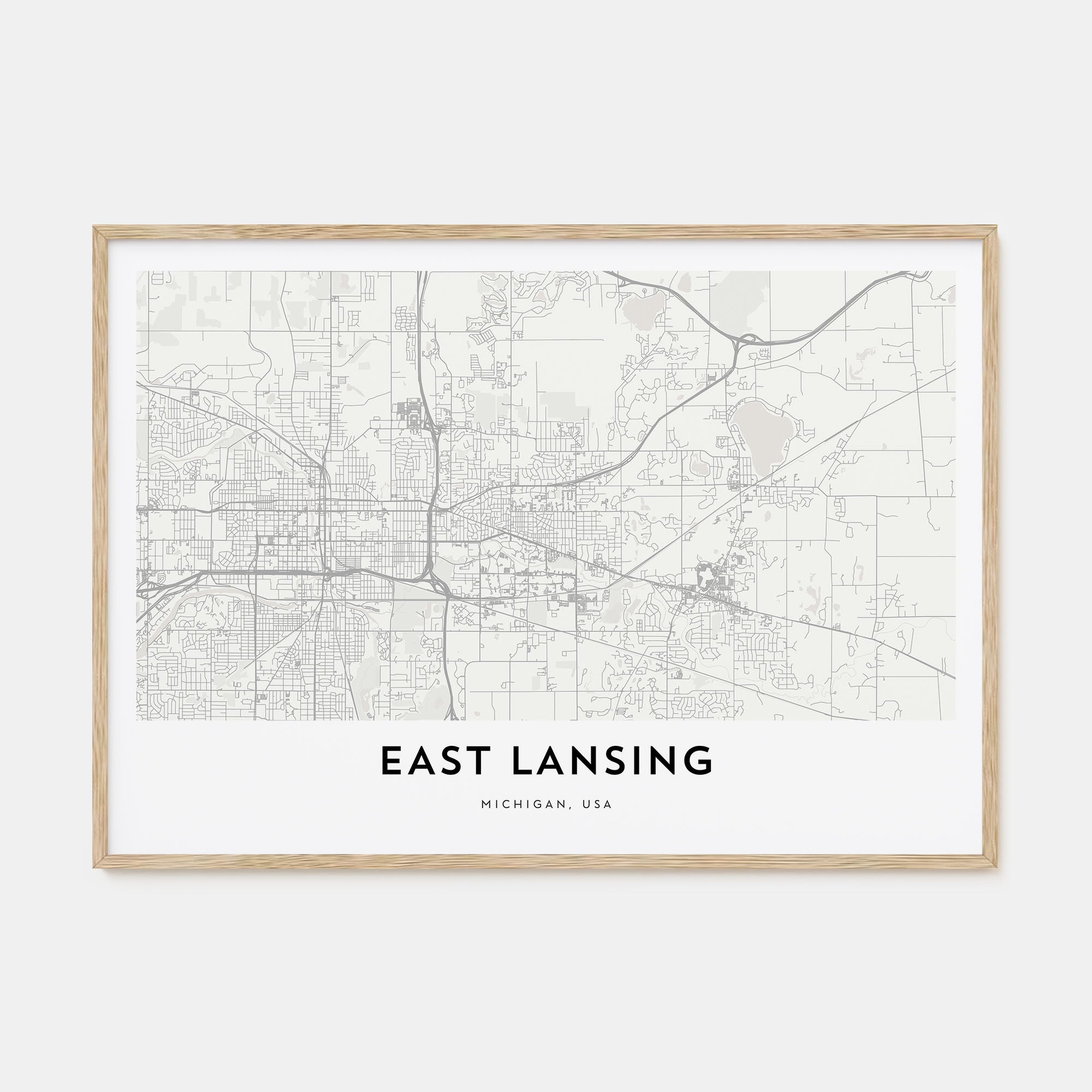 East Lansing Map Landscape Poster