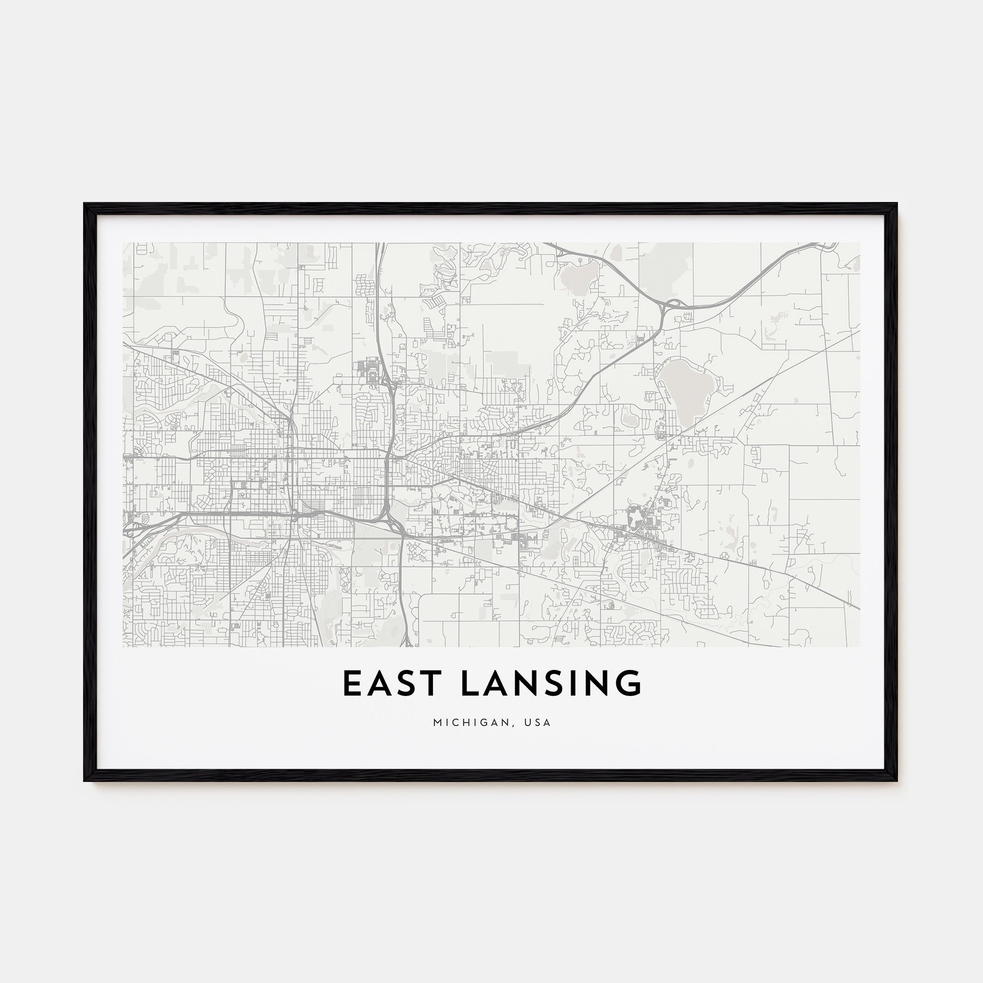 East Lansing Map Landscape Poster