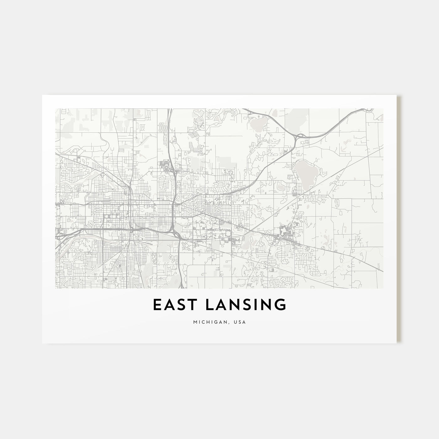 East Lansing Map Landscape Poster