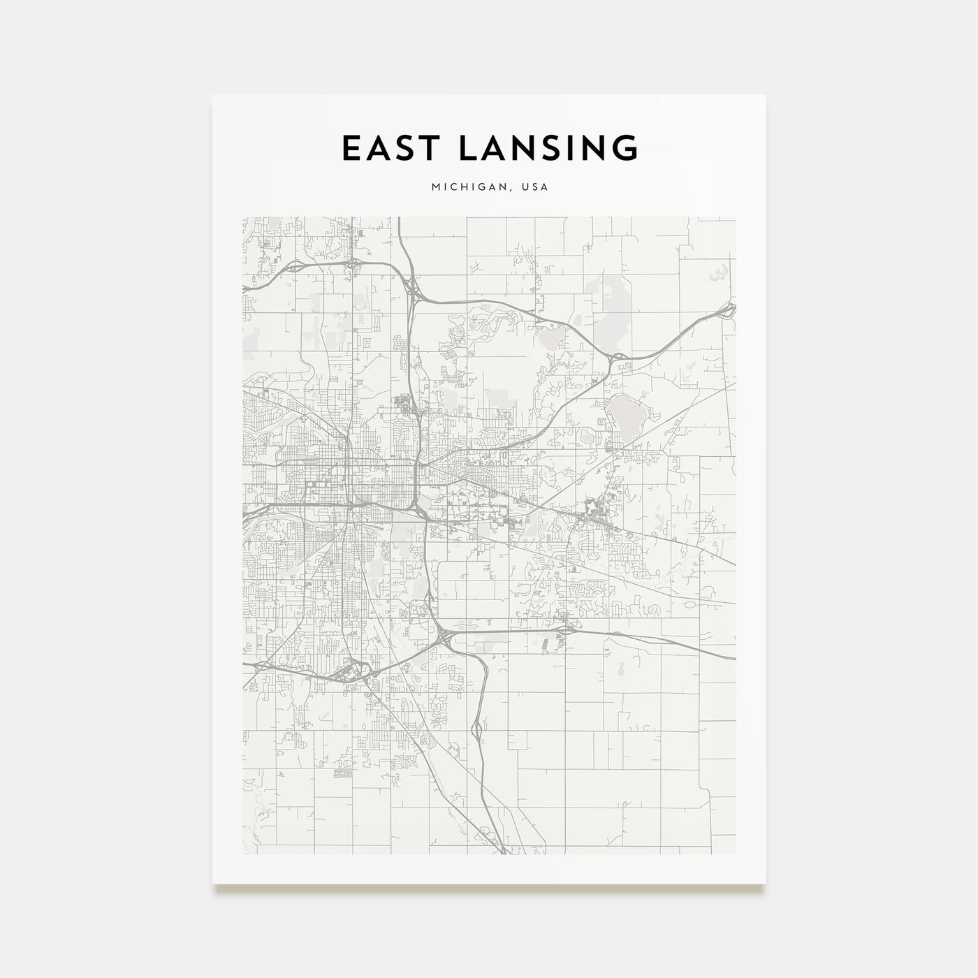 East Lansing Map Portrait Poster
