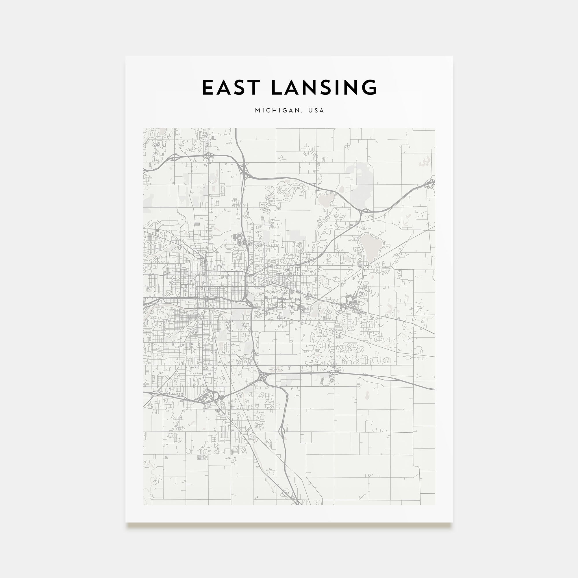East Lansing Map Portrait Poster