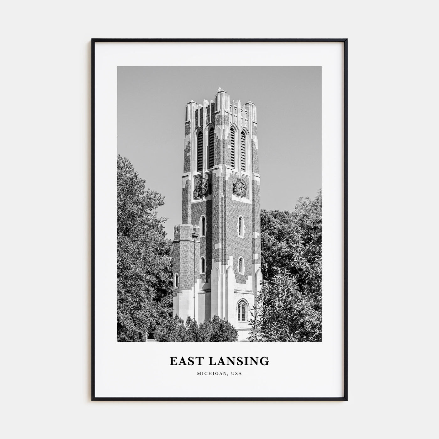 East Lansing Portrait B&W Poster