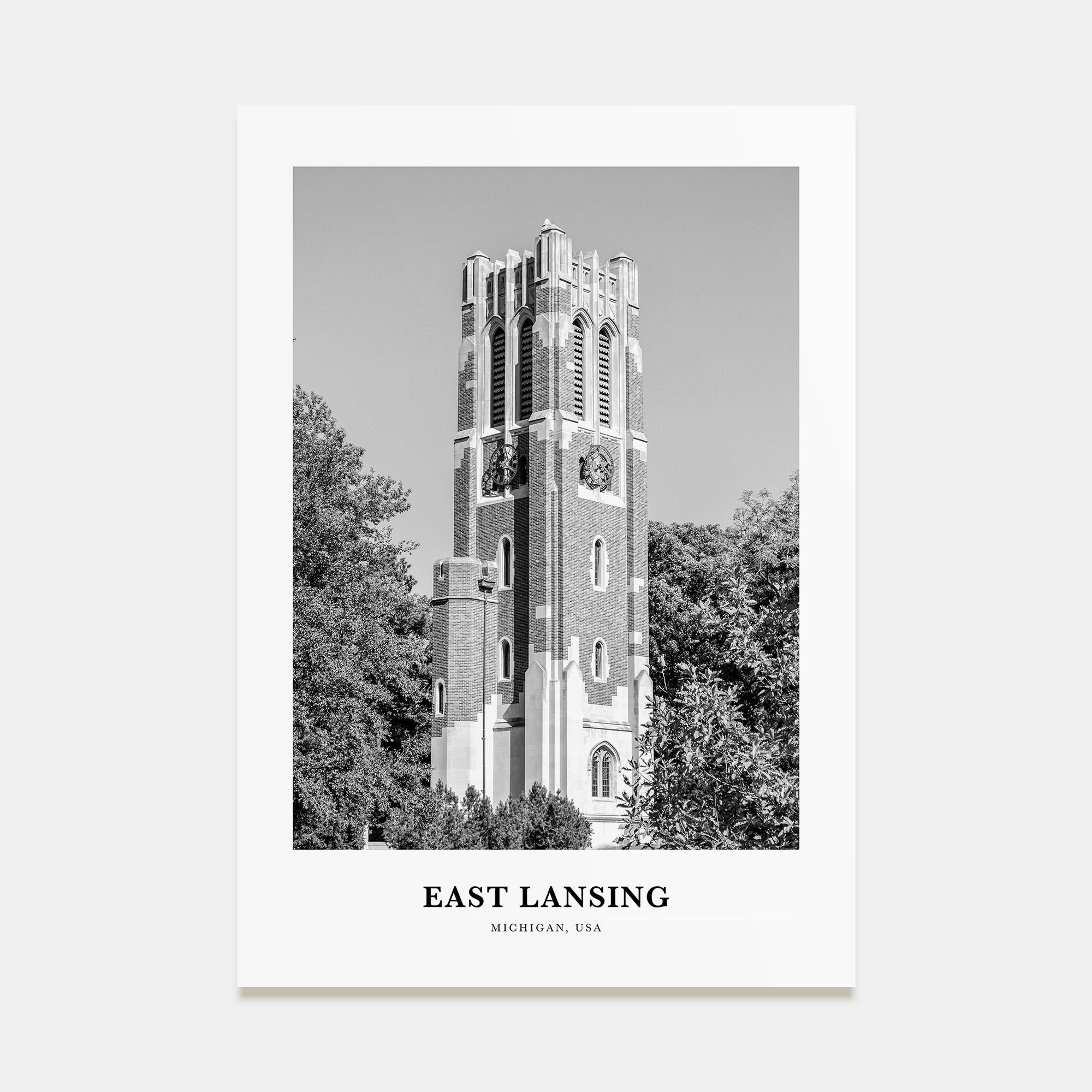 East Lansing Portrait B&W Poster