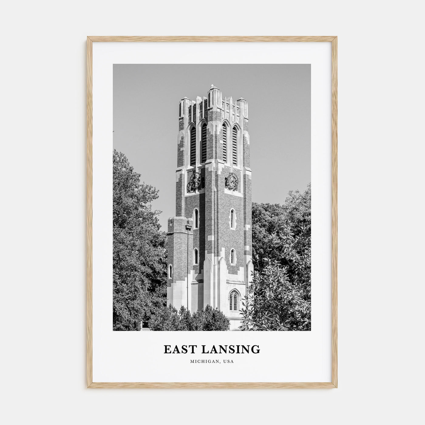 East Lansing Portrait B&W Poster