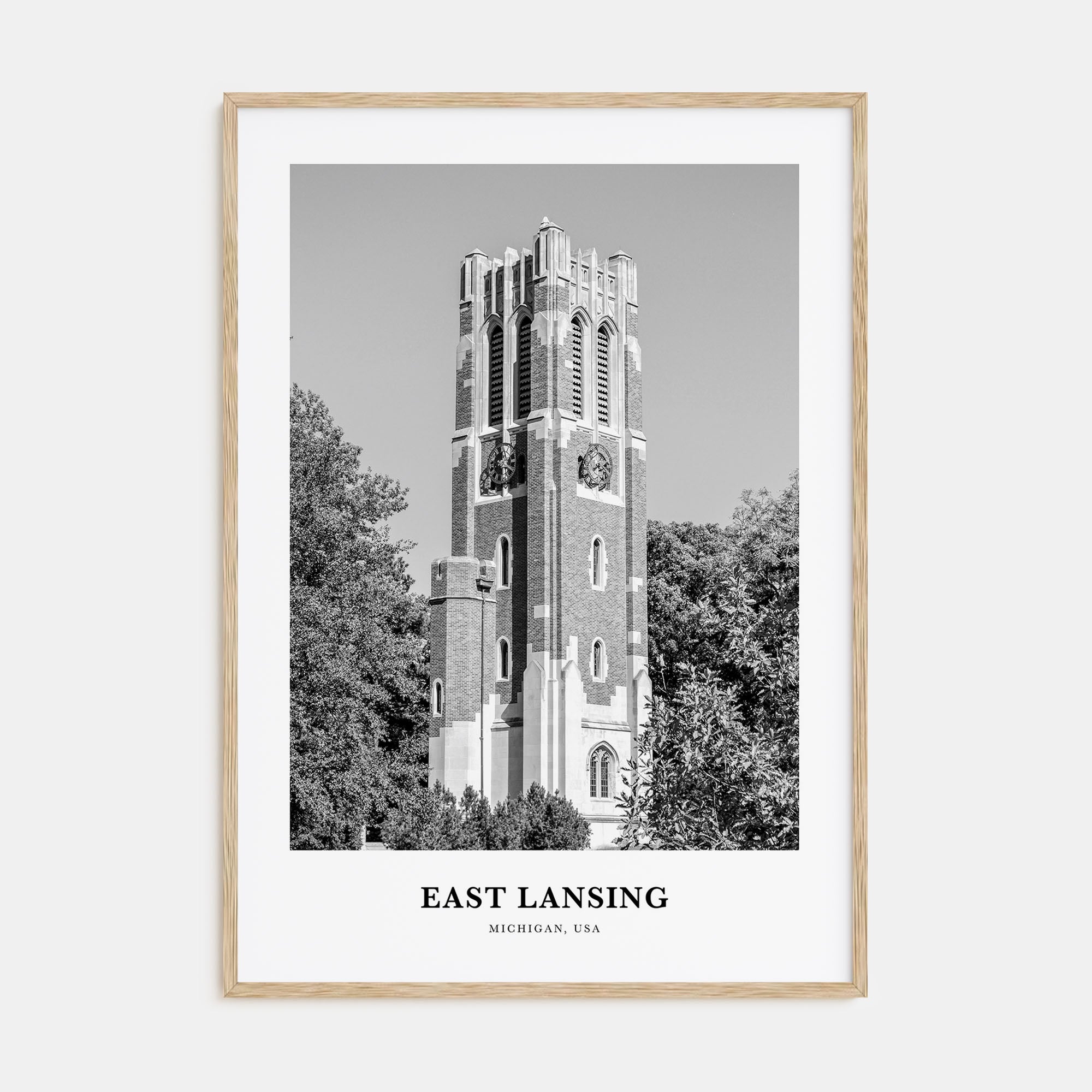 East Lansing Portrait B&W Poster