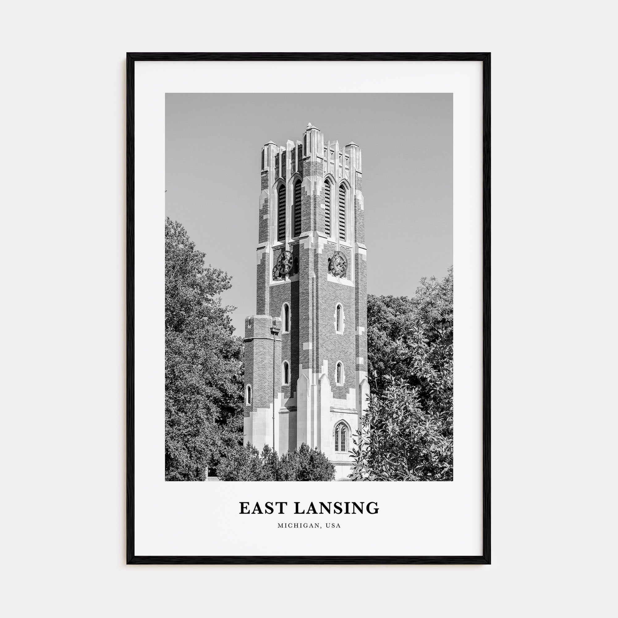East Lansing Portrait B&W Poster
