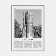 East Lansing Travel B&W Poster