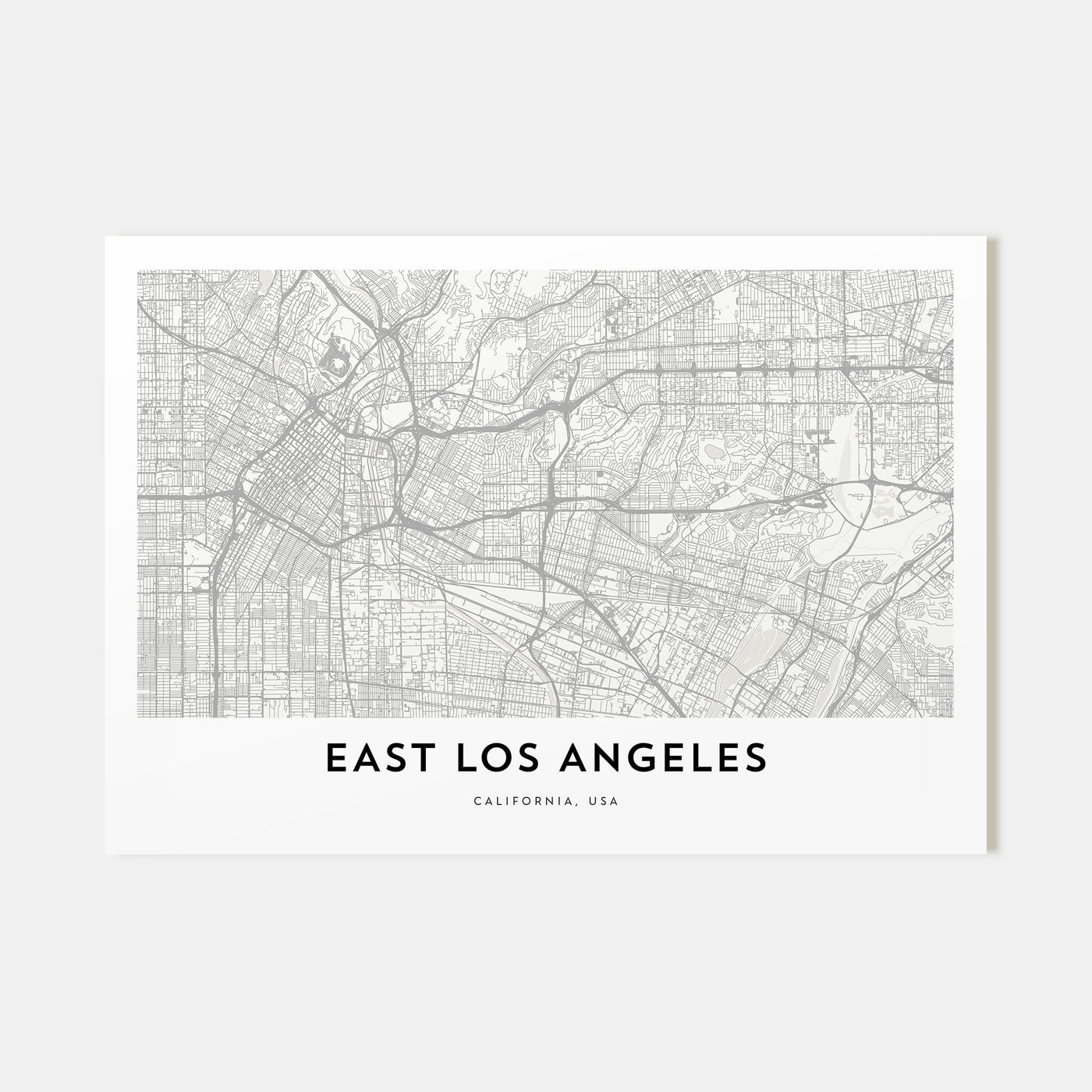 East Los Angeles Map Landscape Poster