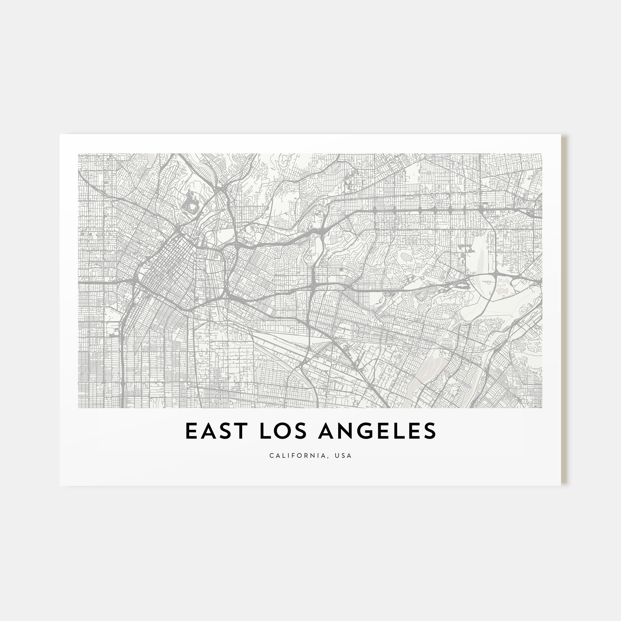 East Los Angeles Map Landscape Poster
