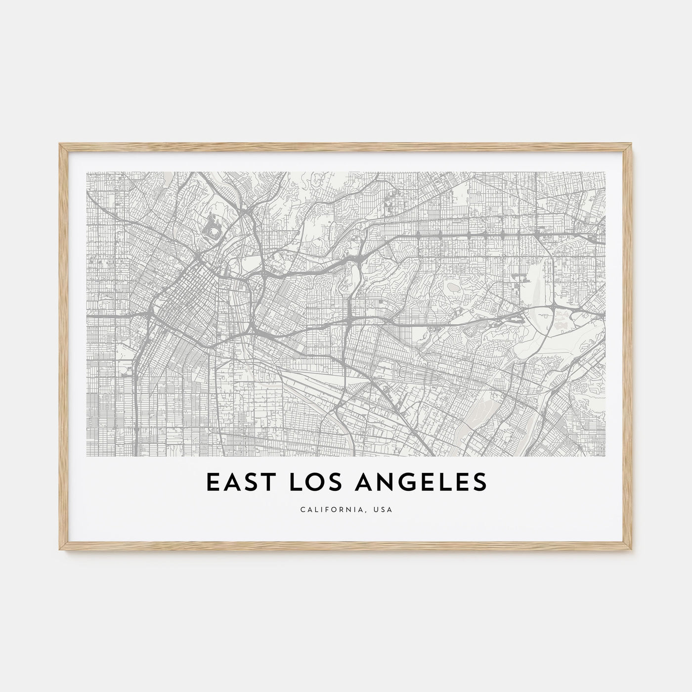 East Los Angeles Map Landscape Poster