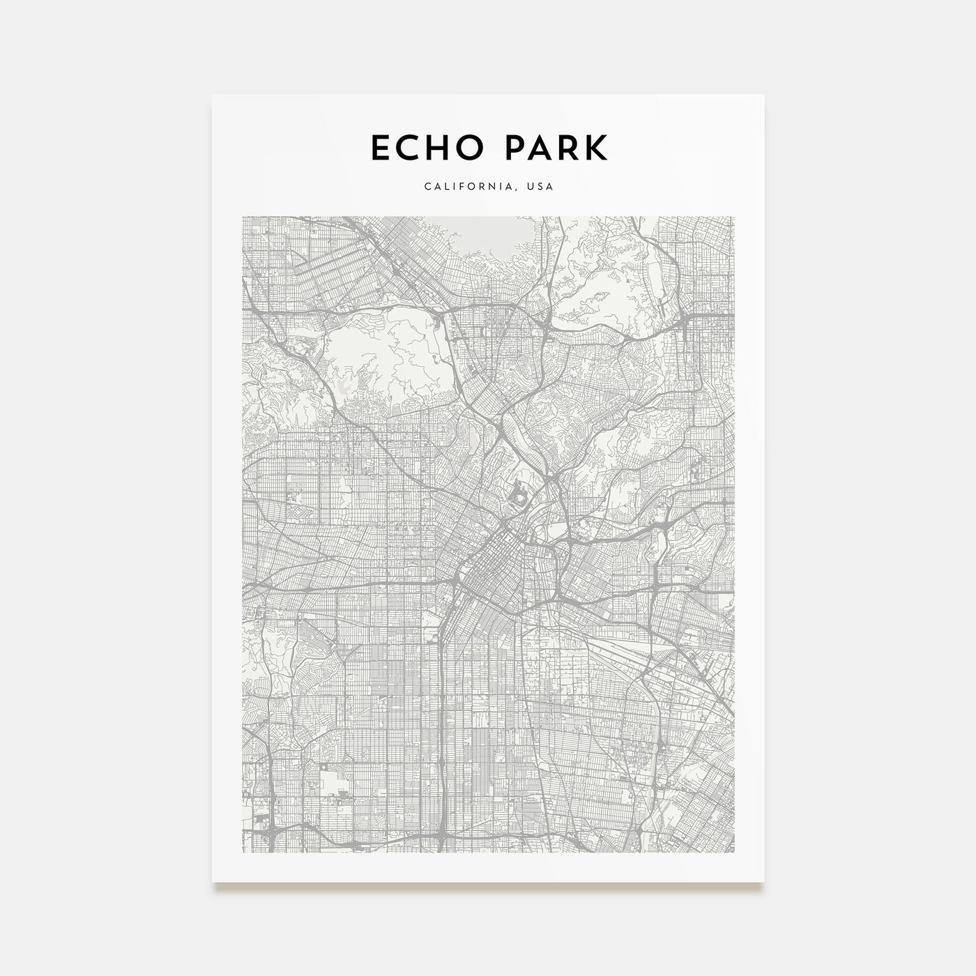 Echo Park Map Portrait Poster