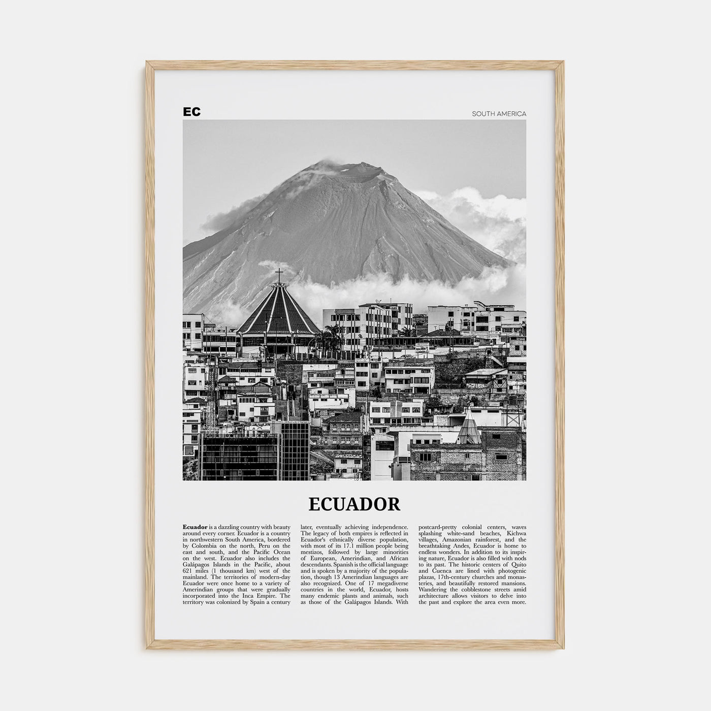 Ecuador Travel B&W No 1 Poster