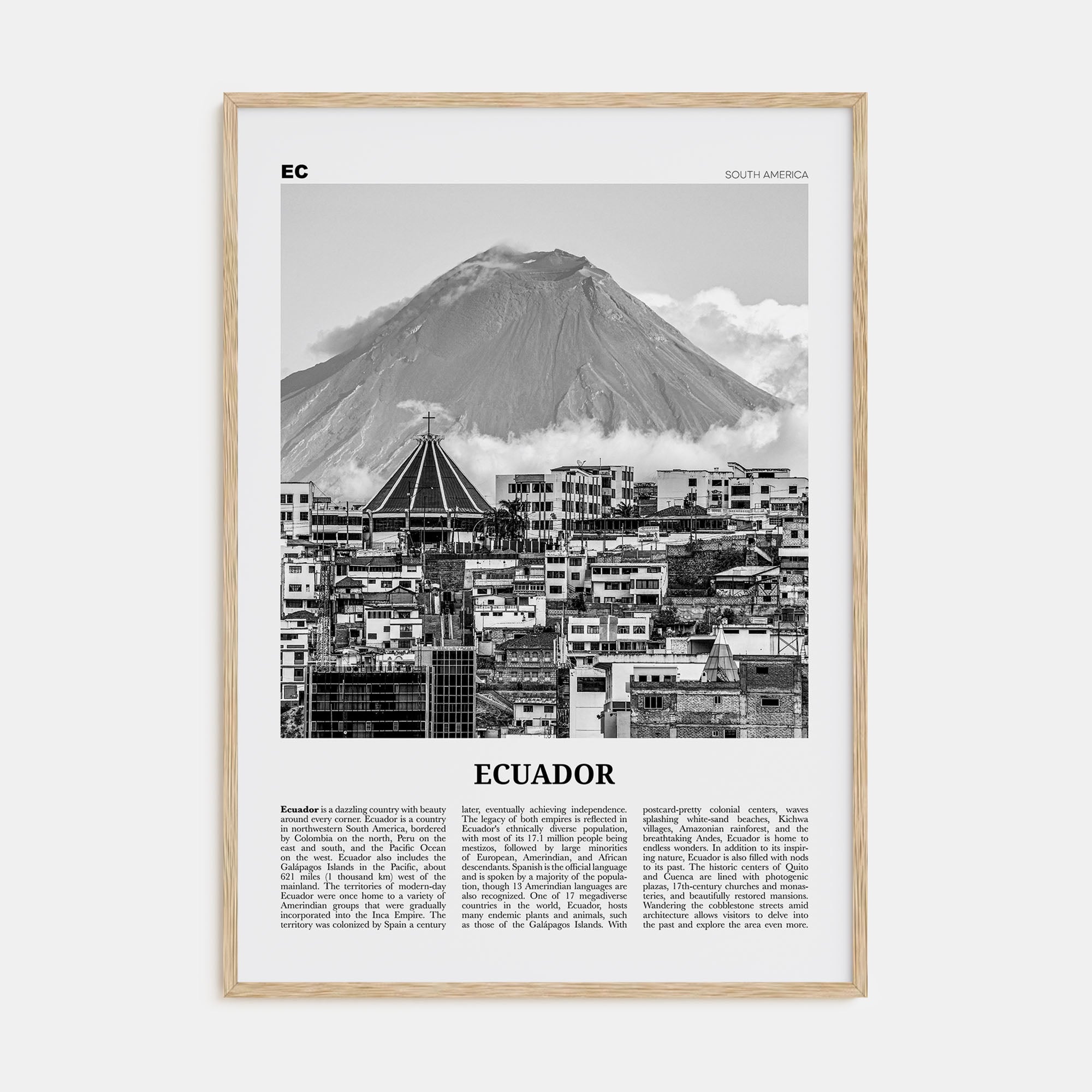 Ecuador Travel B&W No 1 Poster