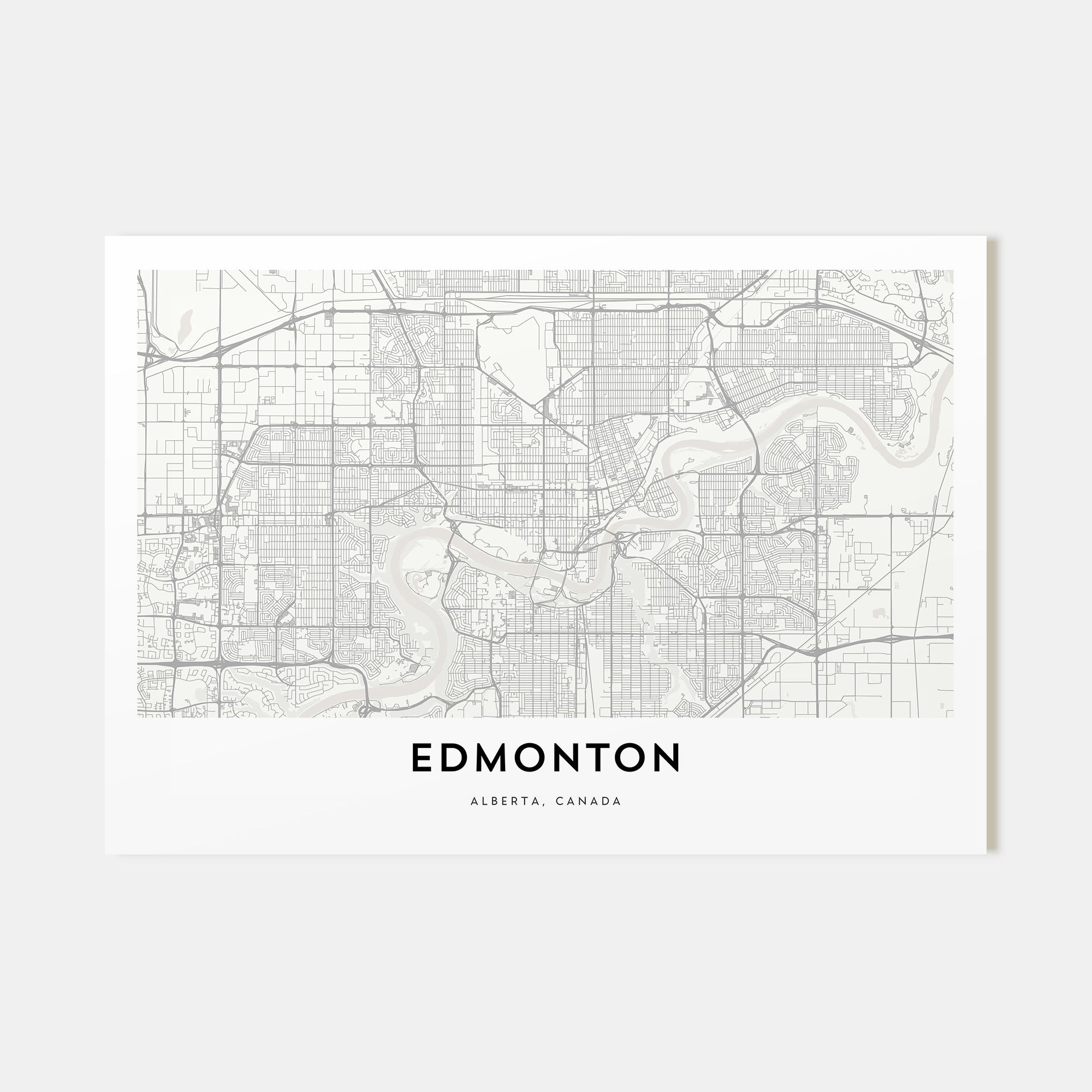 Edmonton Map Landscape Poster