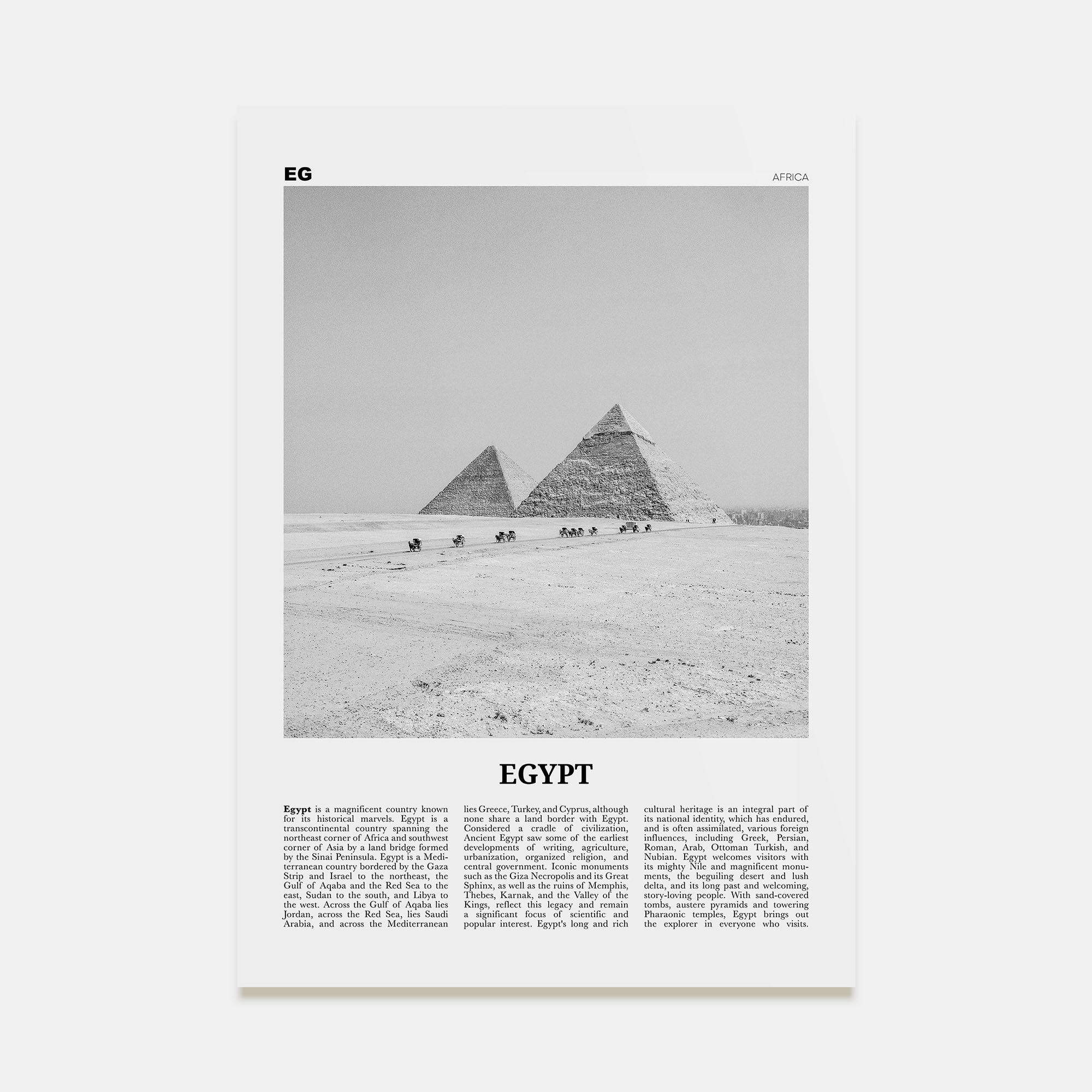 Egypt Travel B&W No 3 Poster