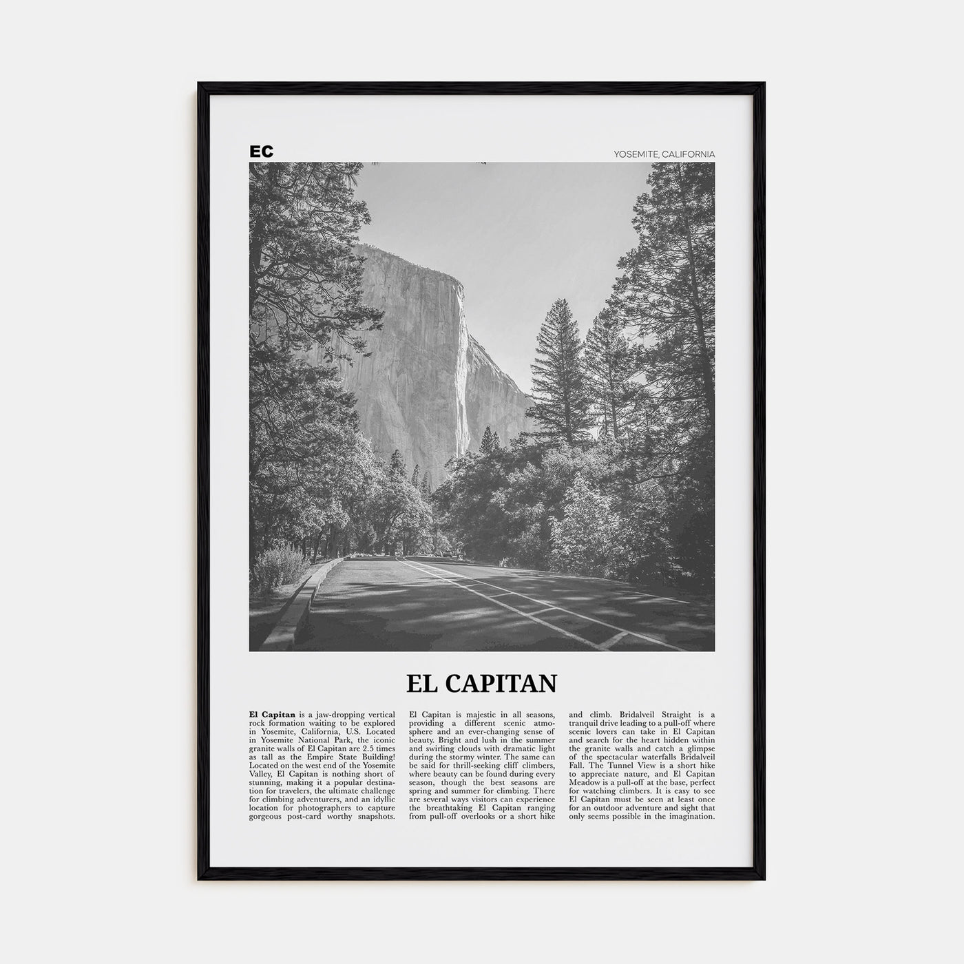 El Capitan Travel B&W Poster