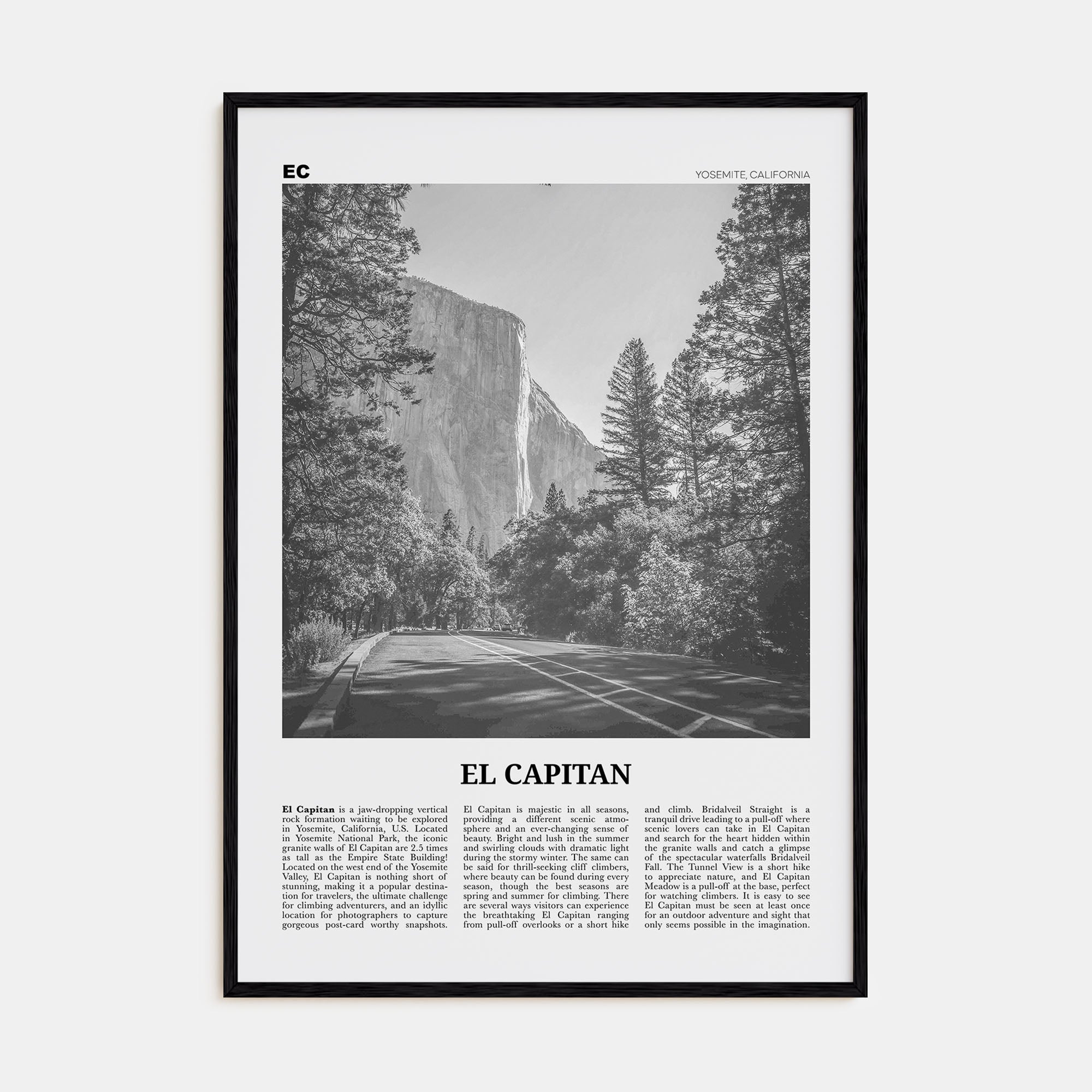 El Capitan Travel B&W Poster
